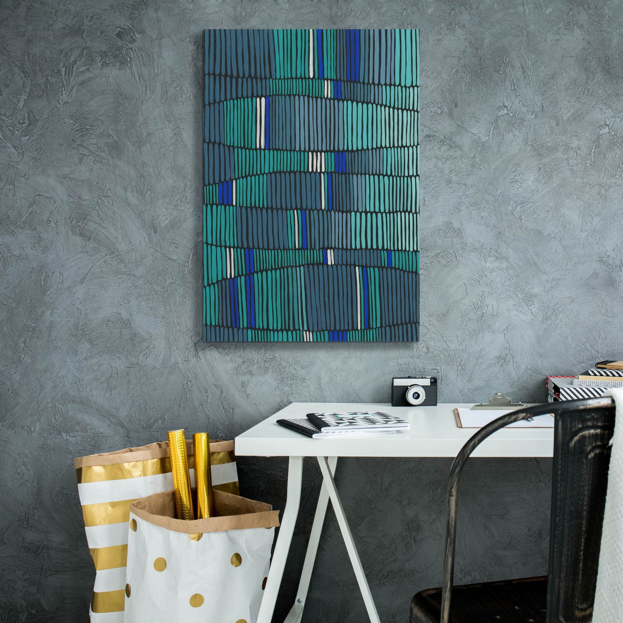 'Teal Tribal II' by Regina Moore, Canvas Wall Art,18 x 26