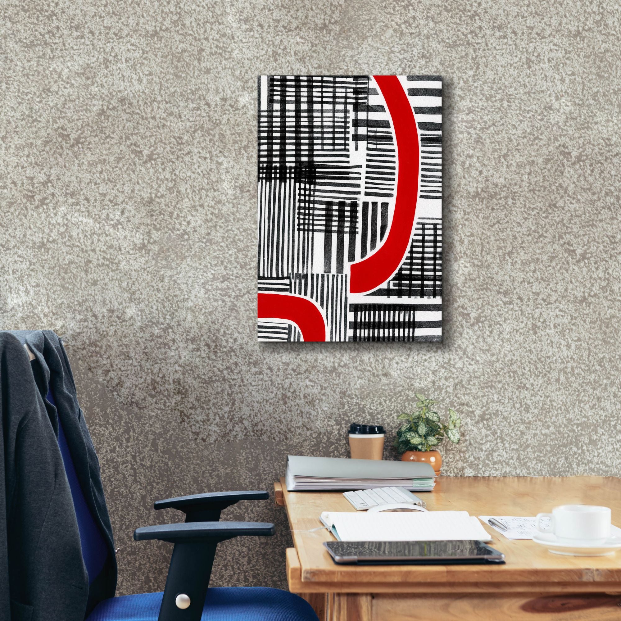 'Red Interrupted I' by Regina Moore, Canvas Wall Art,18 x 26