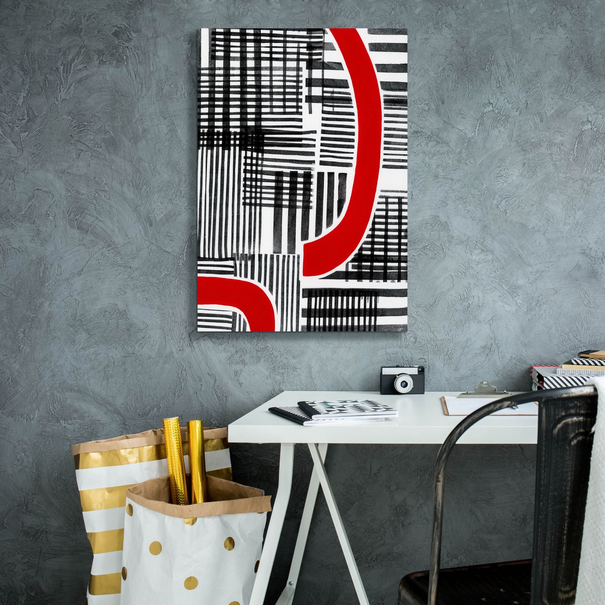 'Red Interrupted I' by Regina Moore, Canvas Wall Art,18 x 26