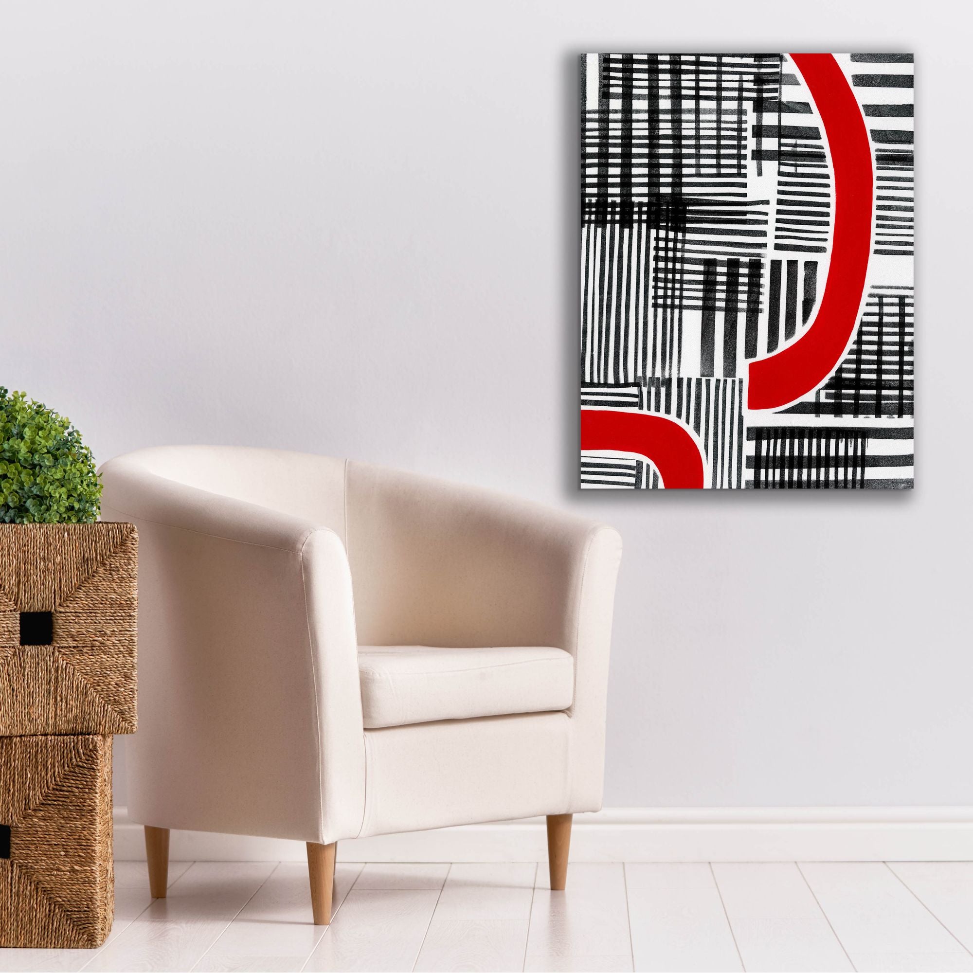 'Red Interrupted I' by Regina Moore, Canvas Wall Art,26 x 34