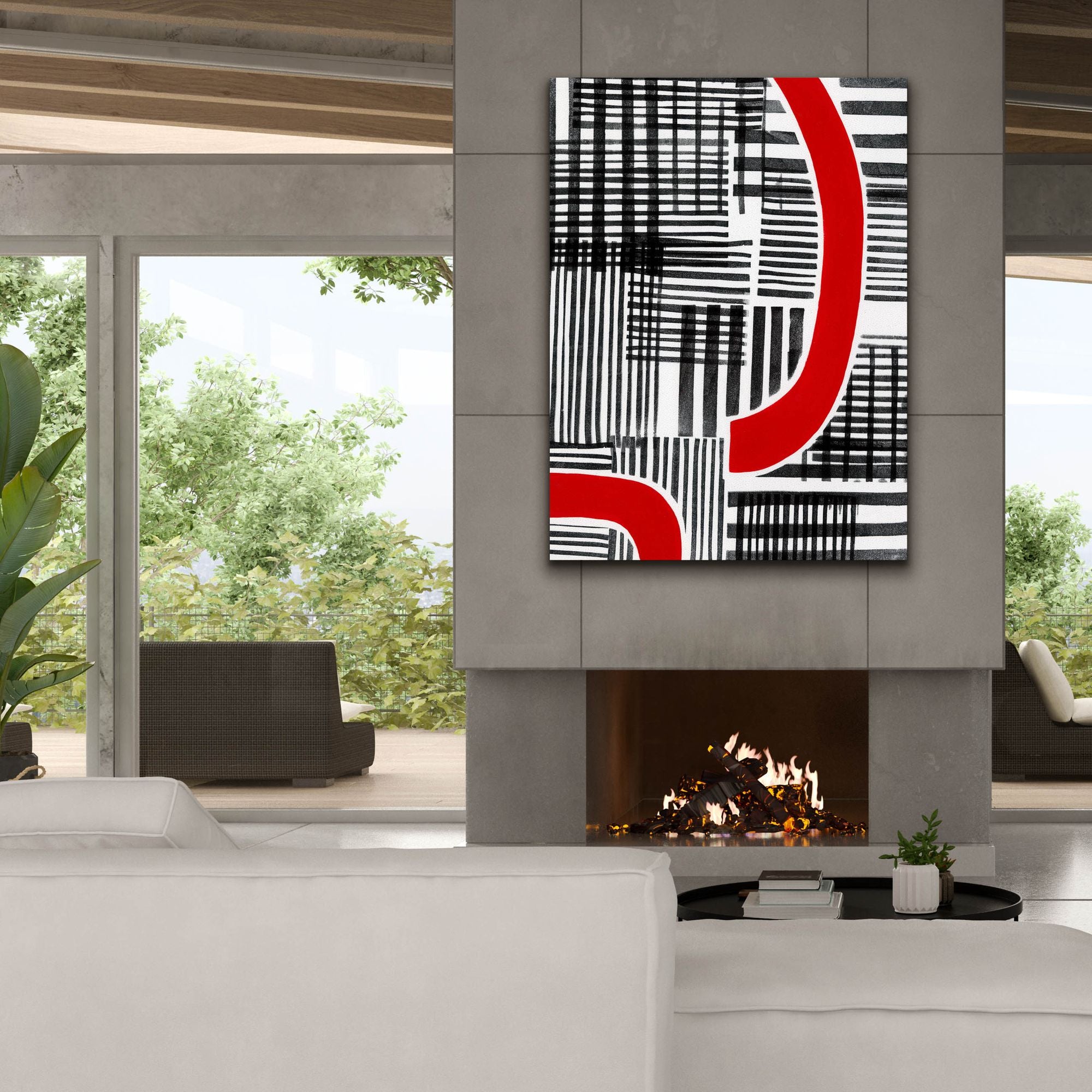 'Red Interrupted I' by Regina Moore, Canvas Wall Art,40x54