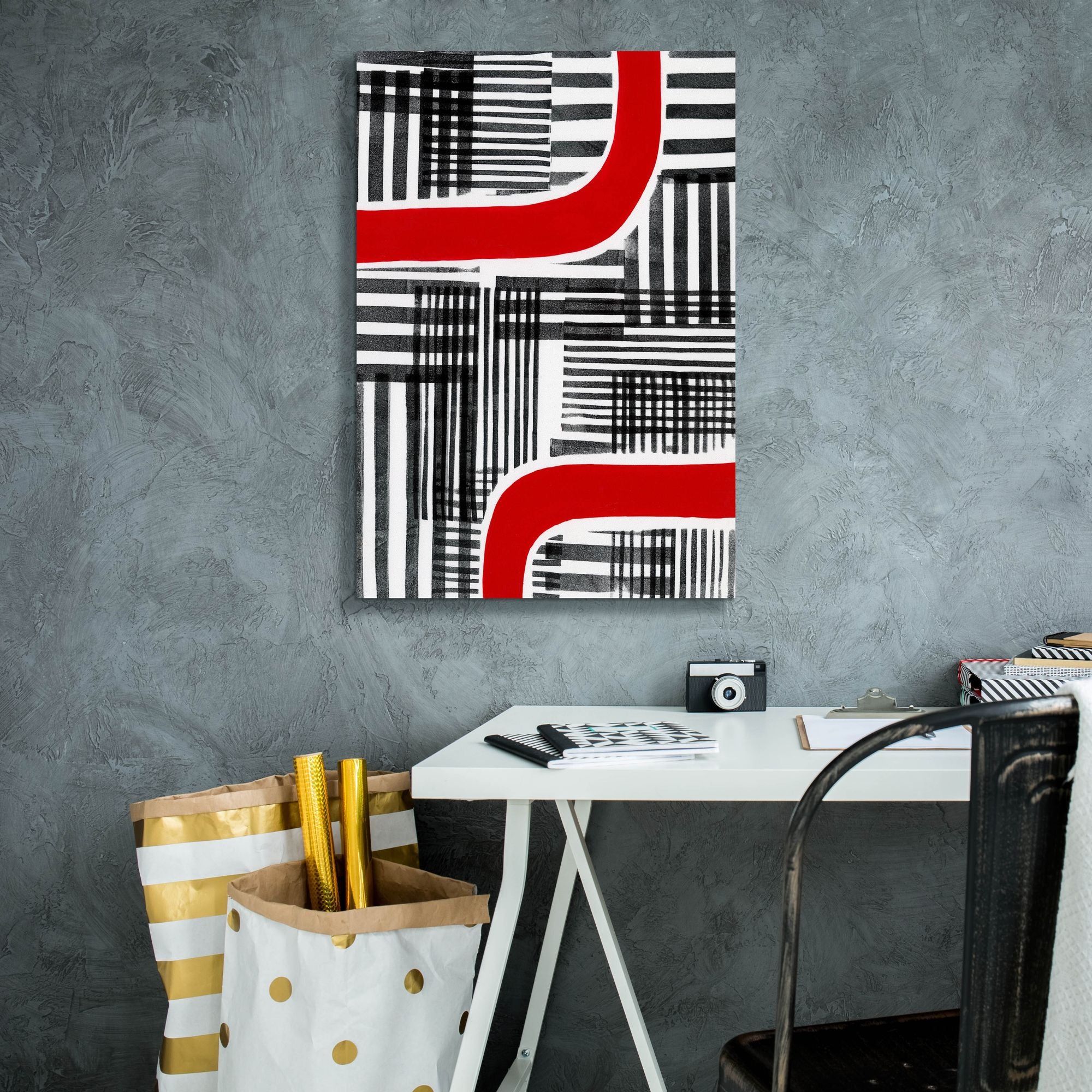 'Red Interrupted II' by Regina Moore, Canvas Wall Art,18 x 26