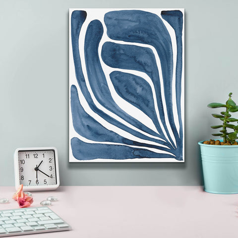 Image of 'Blue Stylized Leaf I' by Regina Moore, Canvas Wall Art,12 x 16