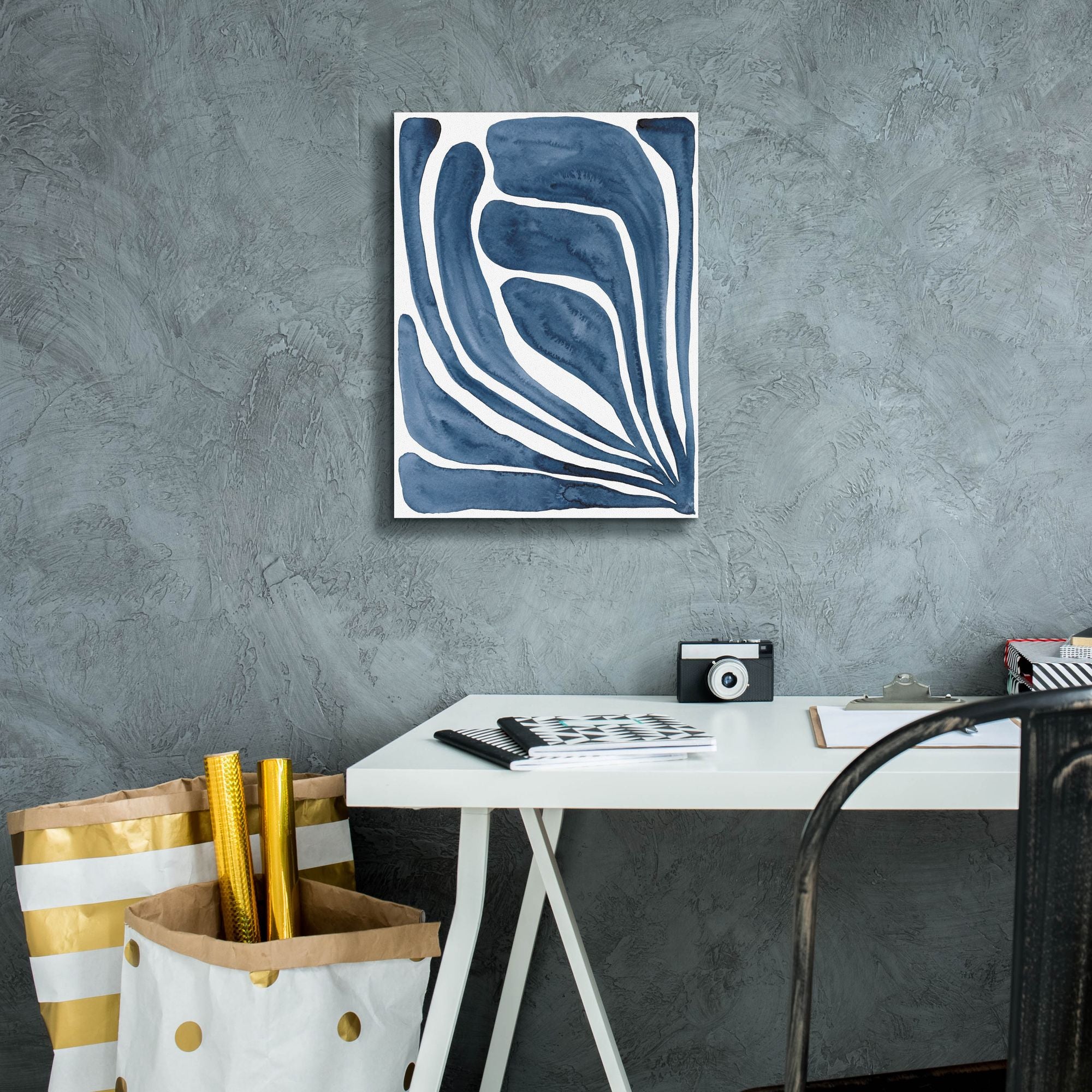 'Blue Stylized Leaf I' by Regina Moore, Canvas Wall Art,12 x 16