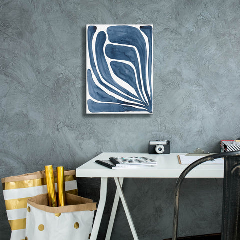 Image of 'Blue Stylized Leaf I' by Regina Moore, Canvas Wall Art,12 x 16