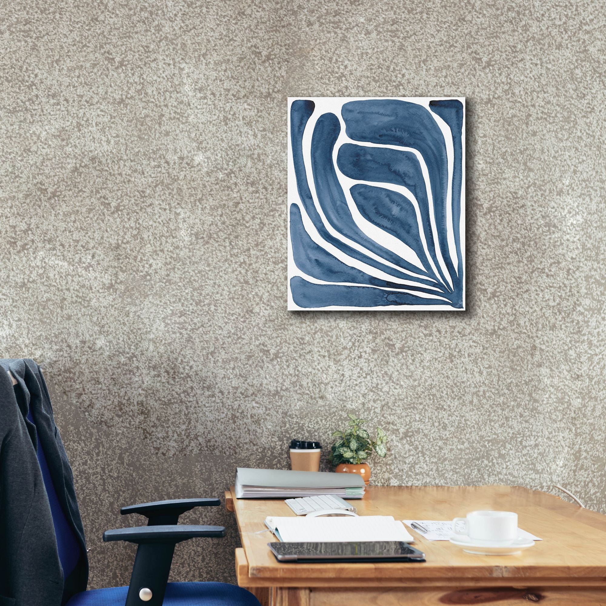 'Blue Stylized Leaf I' by Regina Moore, Canvas Wall Art,20 x 24