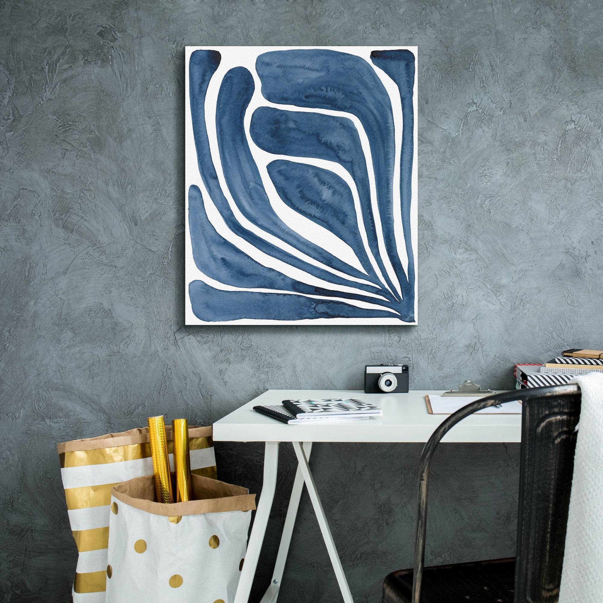 'Blue Stylized Leaf I' by Regina Moore, Canvas Wall Art,20 x 24