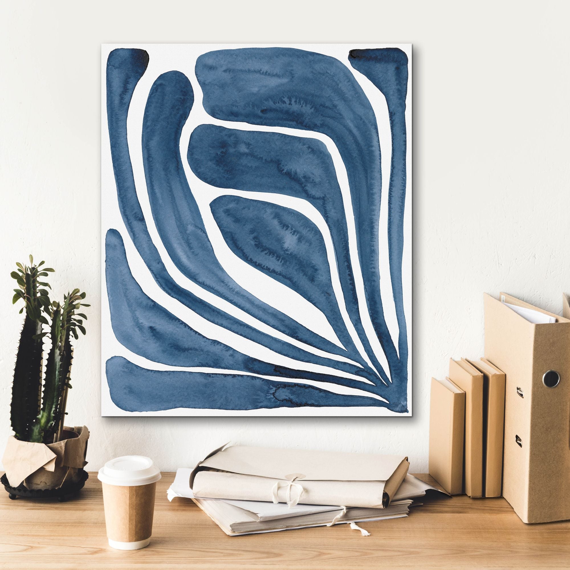 'Blue Stylized Leaf I' by Regina Moore, Canvas Wall Art,20 x 24