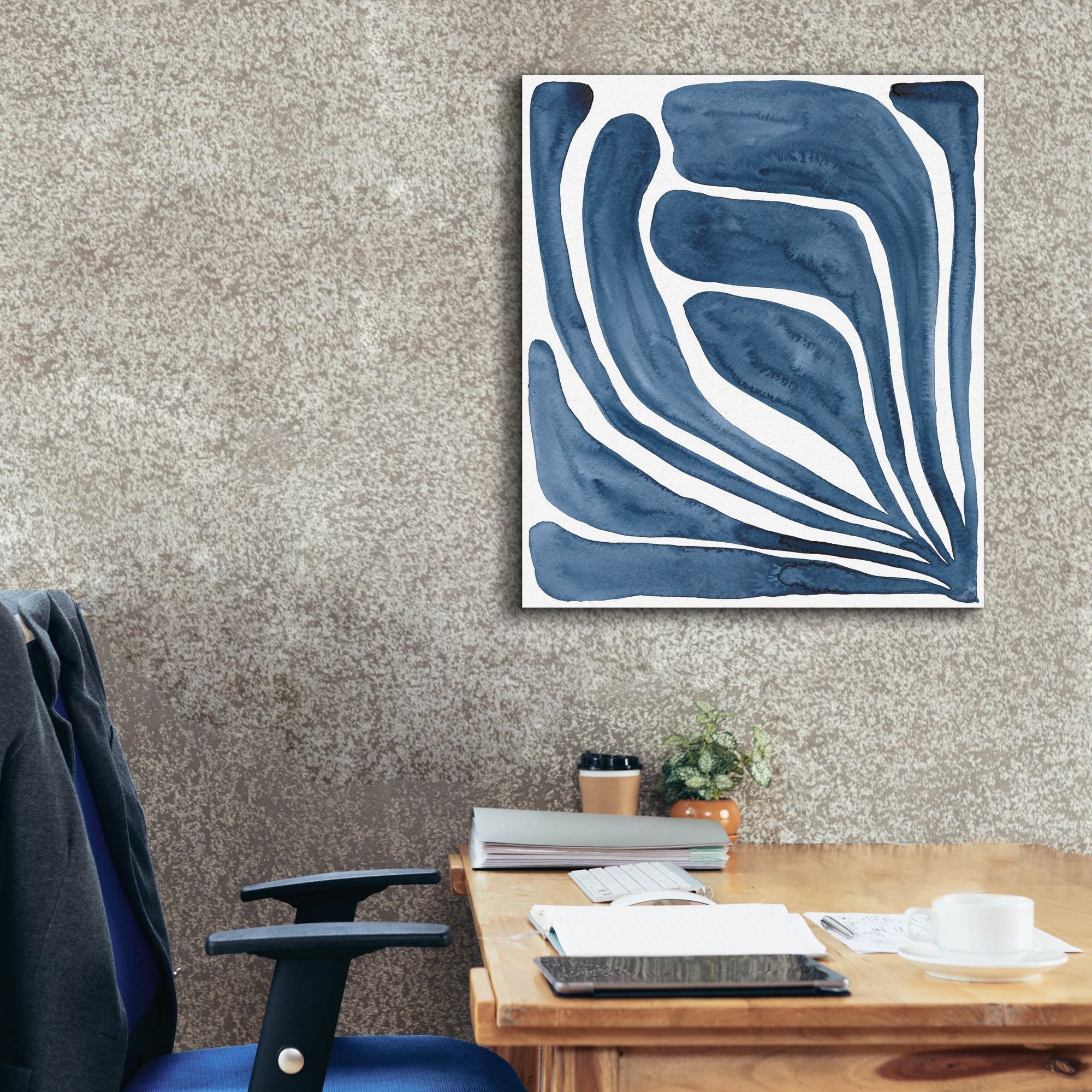 'Blue Stylized Leaf I' by Regina Moore, Canvas Wall Art,26x30