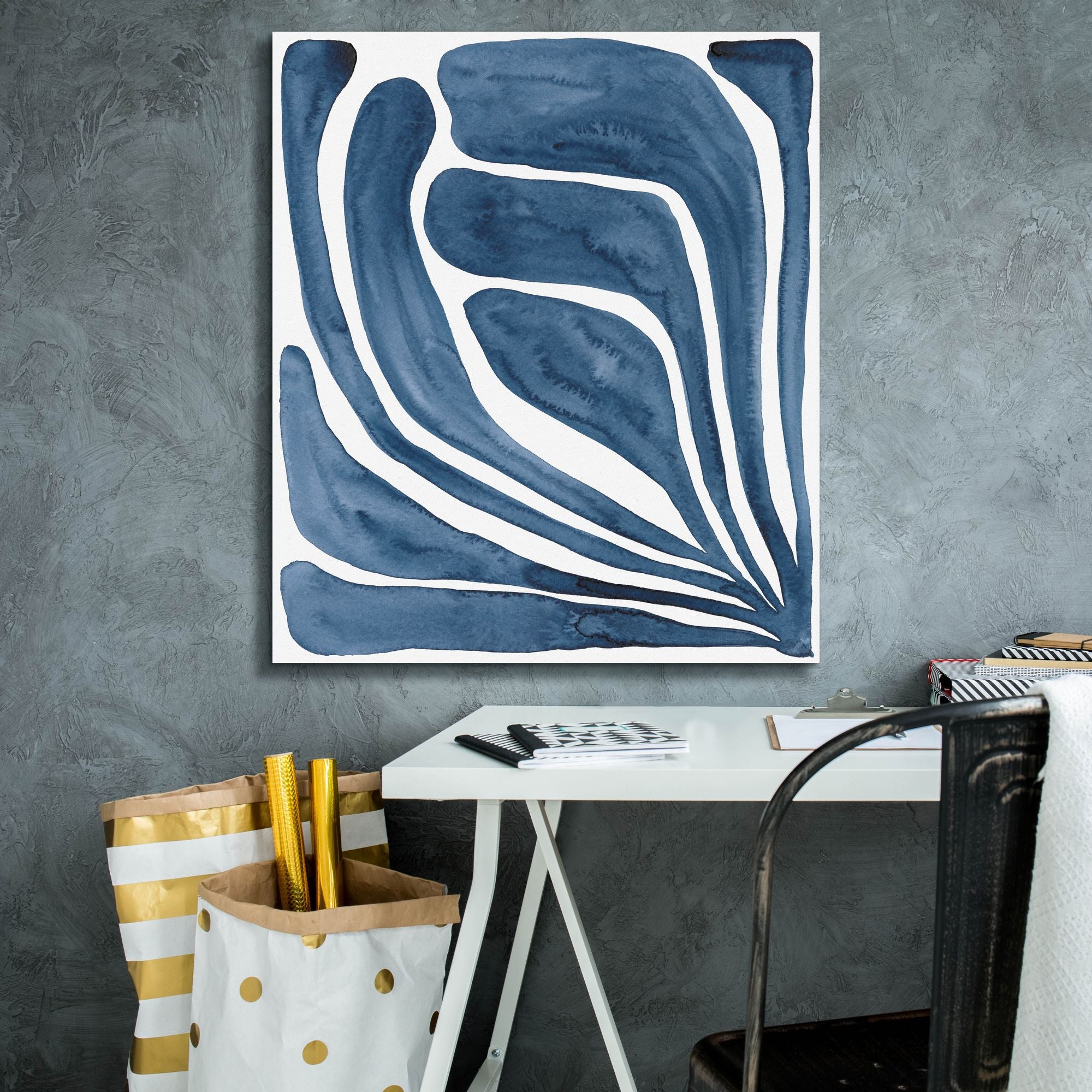 'Blue Stylized Leaf I' by Regina Moore, Canvas Wall Art,26x30