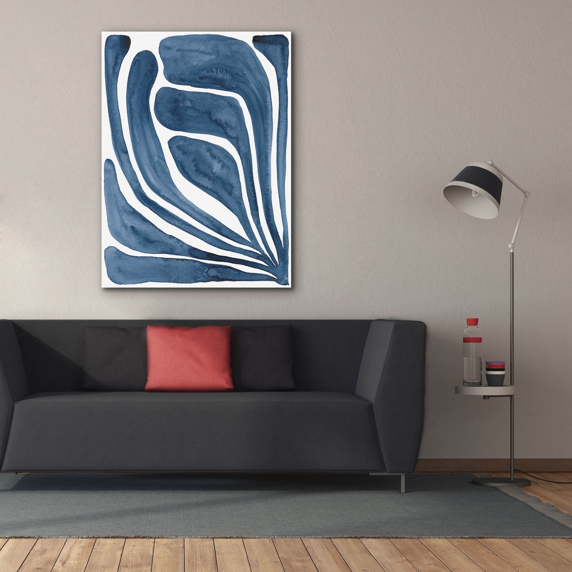 'Blue Stylized Leaf I' by Regina Moore, Canvas Wall Art,40x54