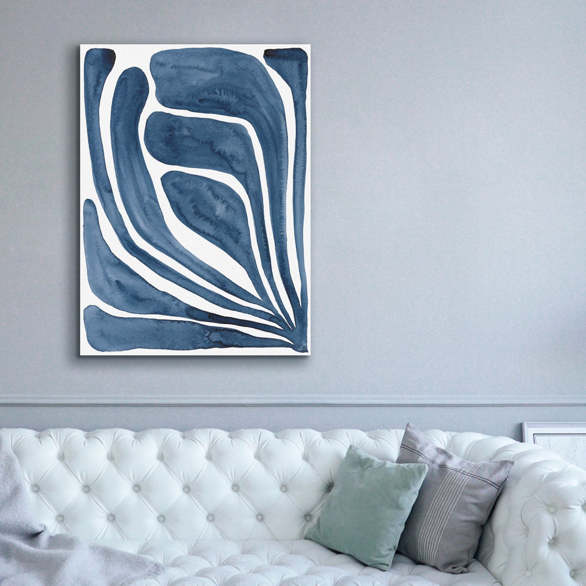 'Blue Stylized Leaf I' by Regina Moore, Canvas Wall Art,40x54