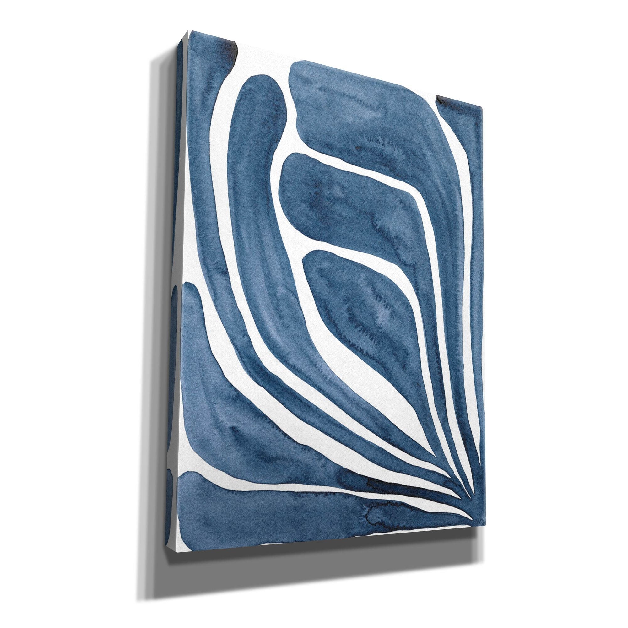 'Blue Stylized Leaf I' by Regina Moore, Canvas Wall Art