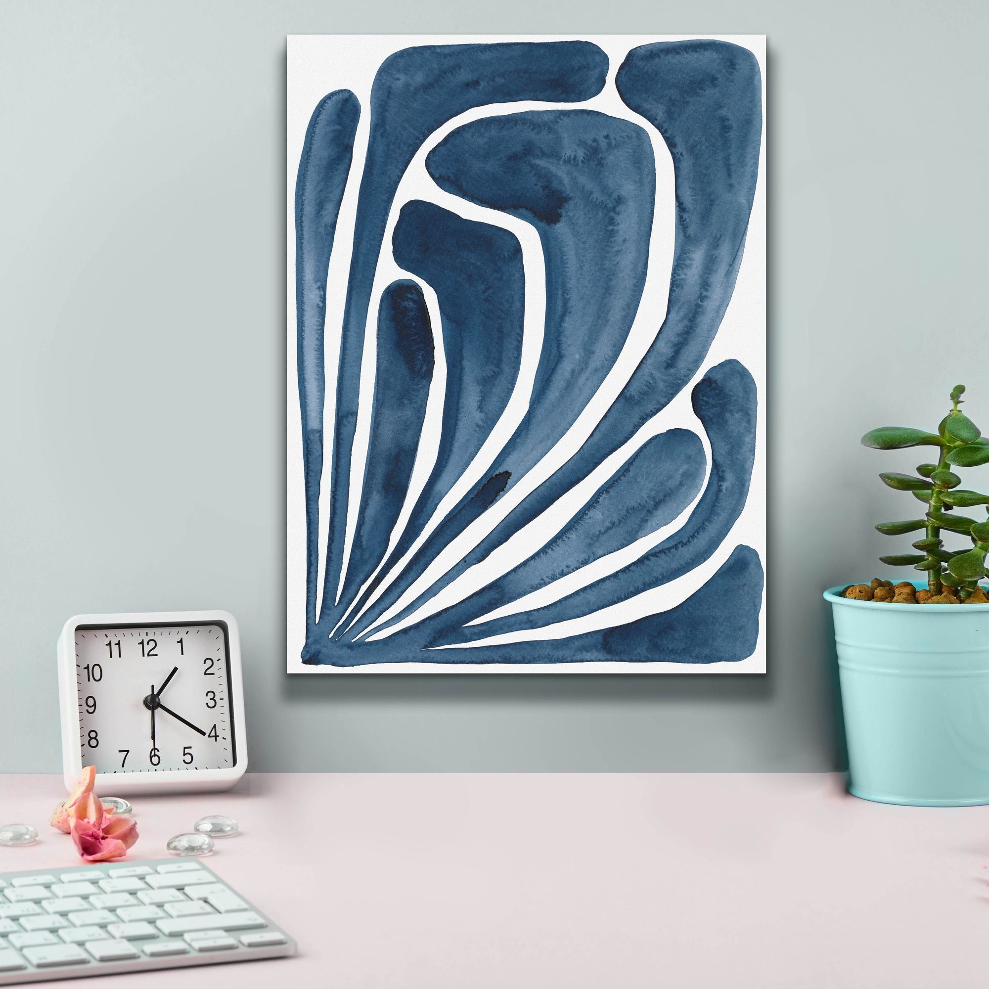'Blue Stylized Leaf II' by Regina Moore, Canvas Wall Art,12 x 16