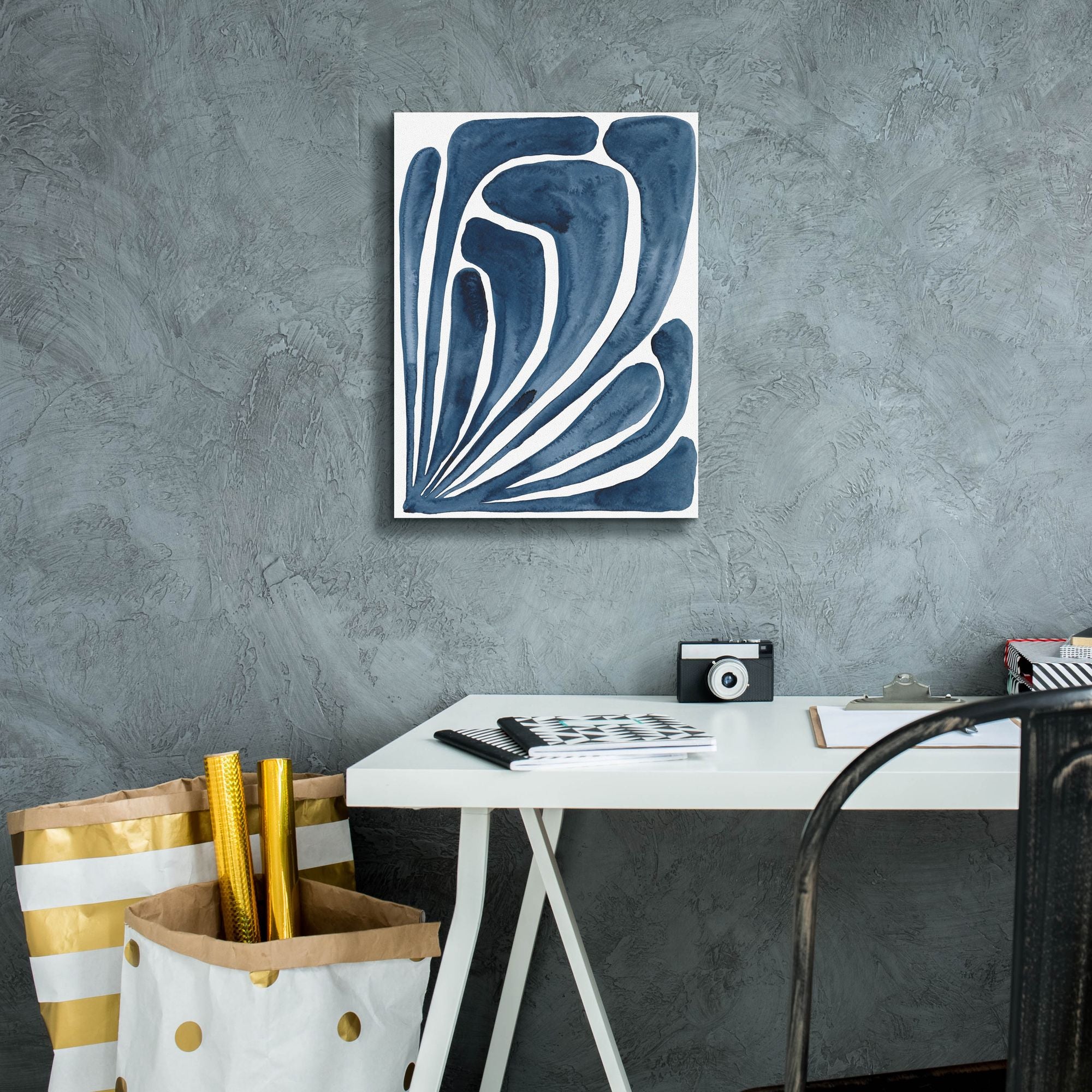 'Blue Stylized Leaf II' by Regina Moore, Canvas Wall Art,12 x 16