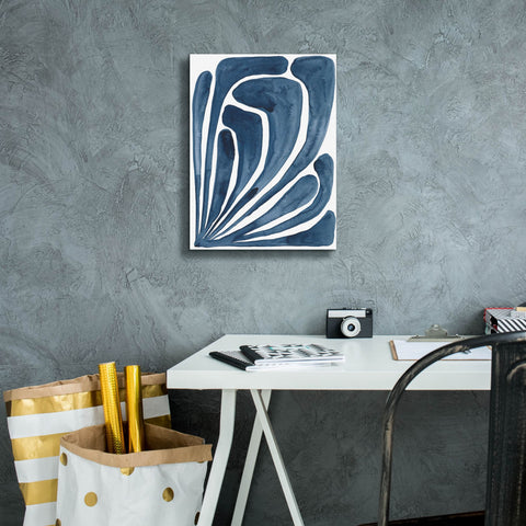 Image of 'Blue Stylized Leaf II' by Regina Moore, Canvas Wall Art,12 x 16