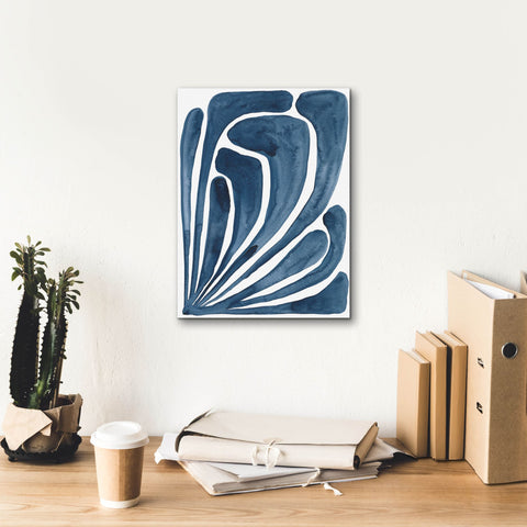 Image of 'Blue Stylized Leaf II' by Regina Moore, Canvas Wall Art,12 x 16