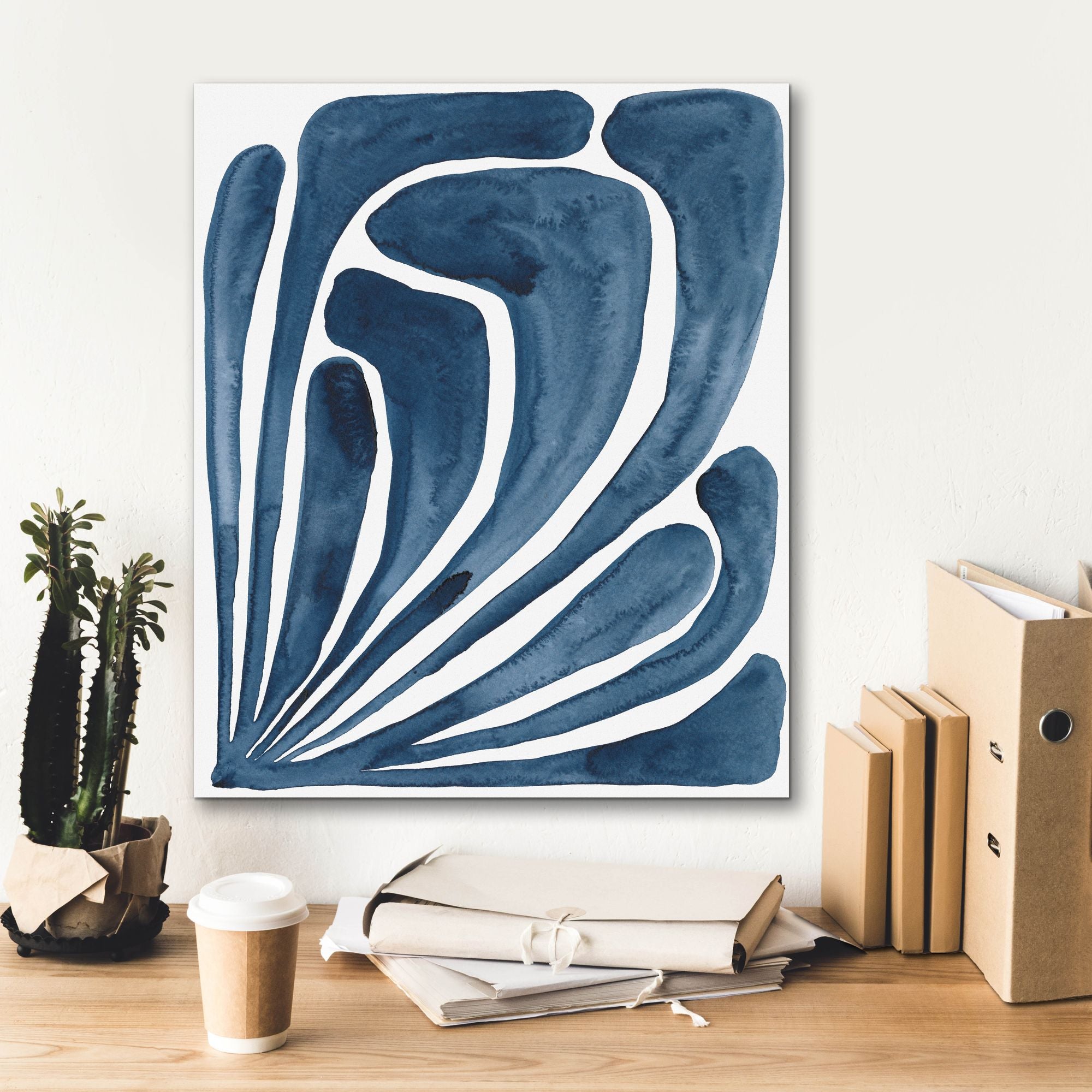 'Blue Stylized Leaf II' by Regina Moore, Canvas Wall Art,20 x 24