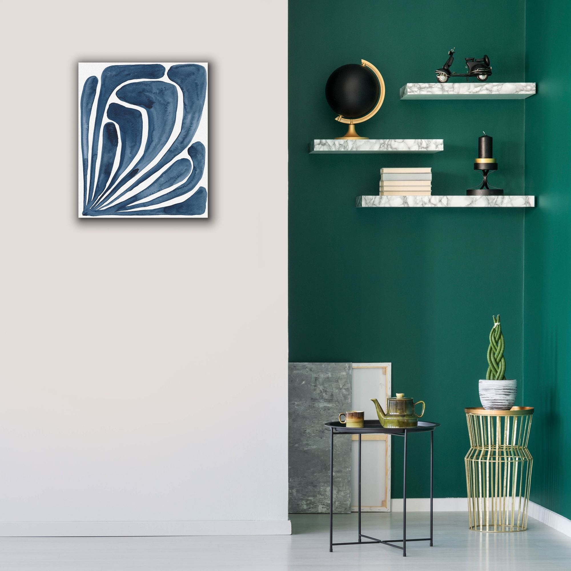 'Blue Stylized Leaf II' by Regina Moore, Canvas Wall Art,20 x 24