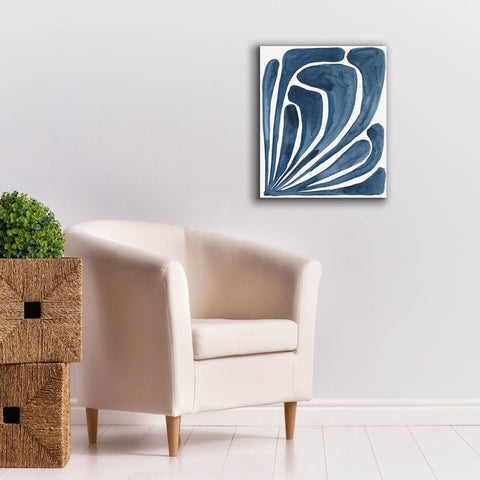Image of 'Blue Stylized Leaf II' by Regina Moore, Canvas Wall Art,20 x 24