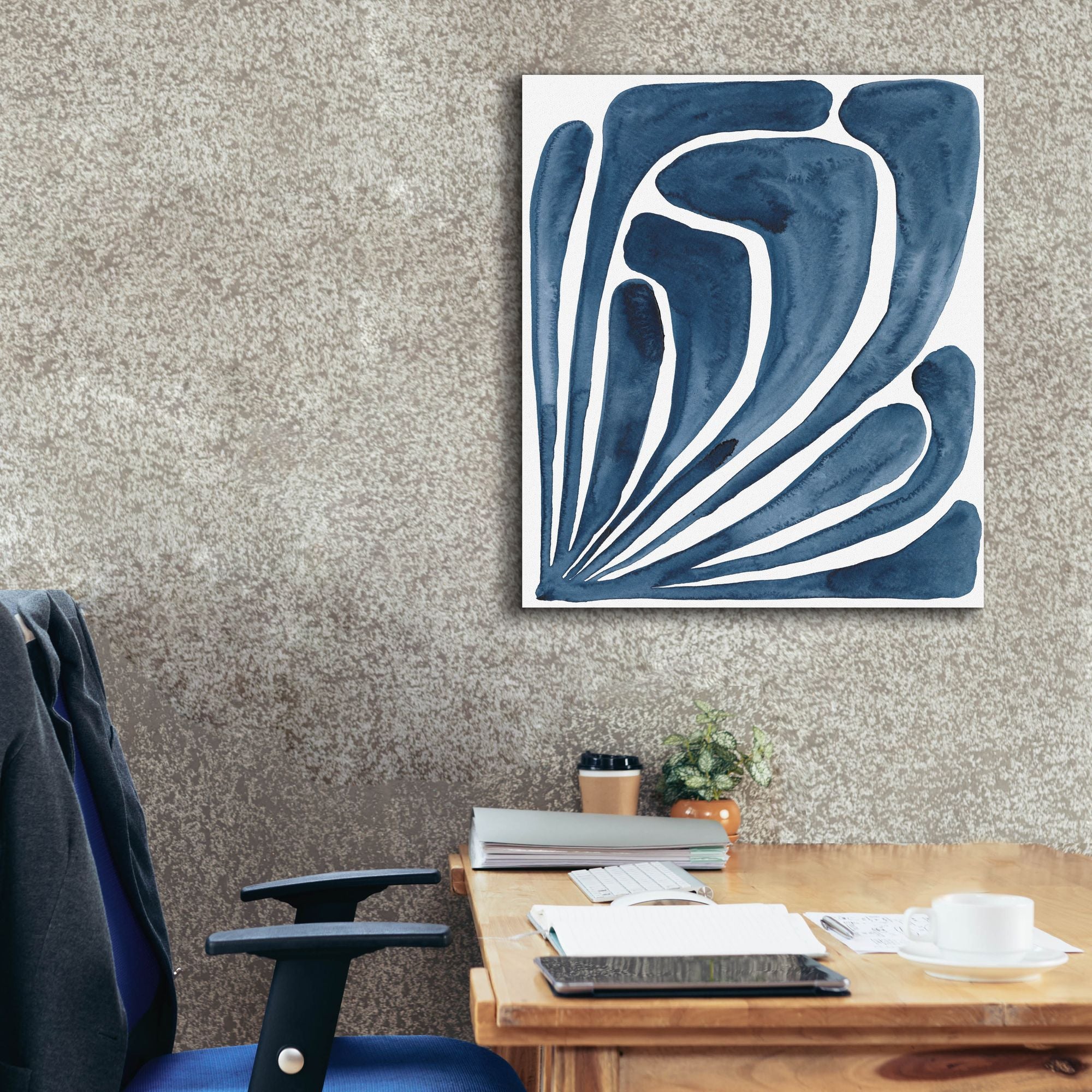 'Blue Stylized Leaf II' by Regina Moore, Canvas Wall Art,26x30