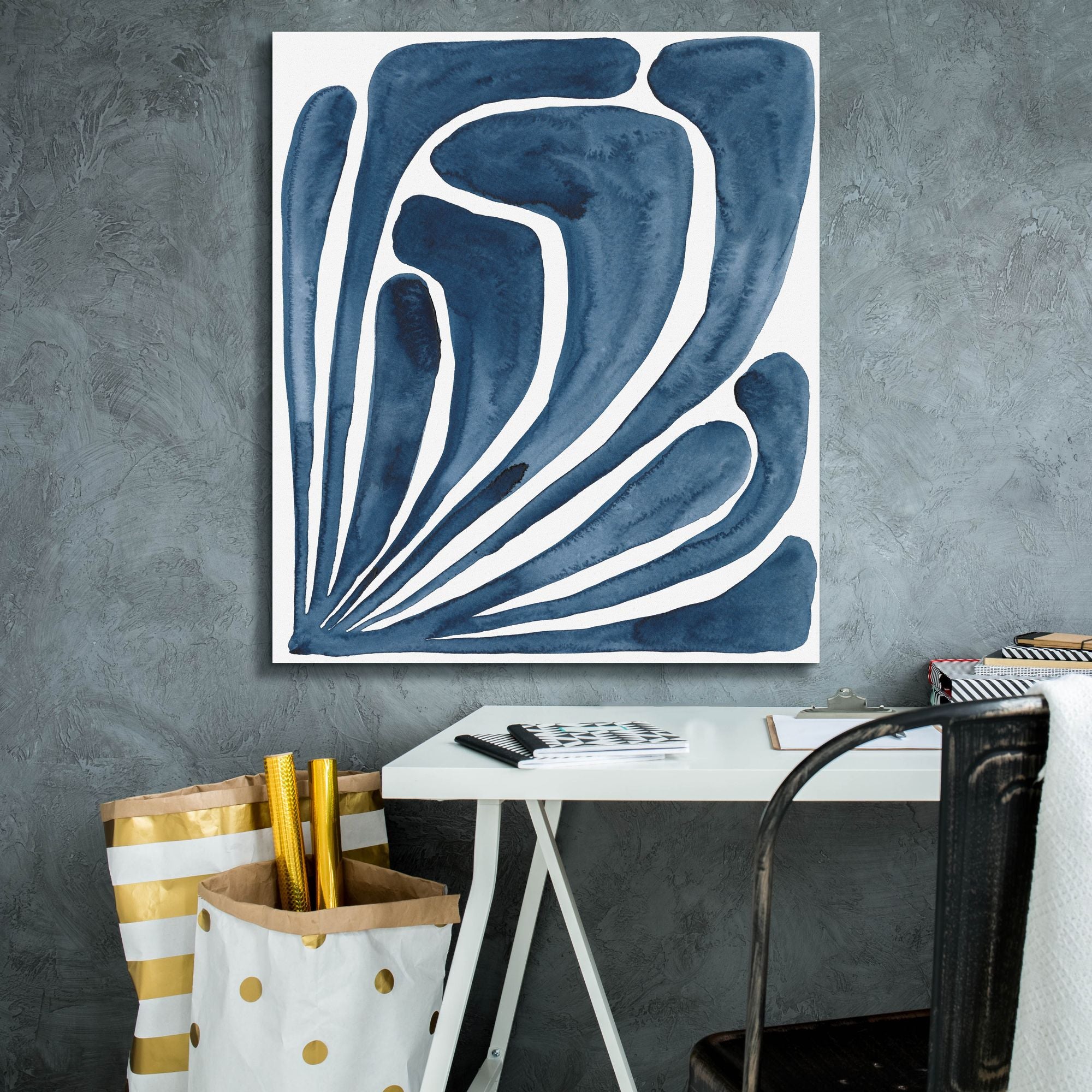 'Blue Stylized Leaf II' by Regina Moore, Canvas Wall Art,26x30
