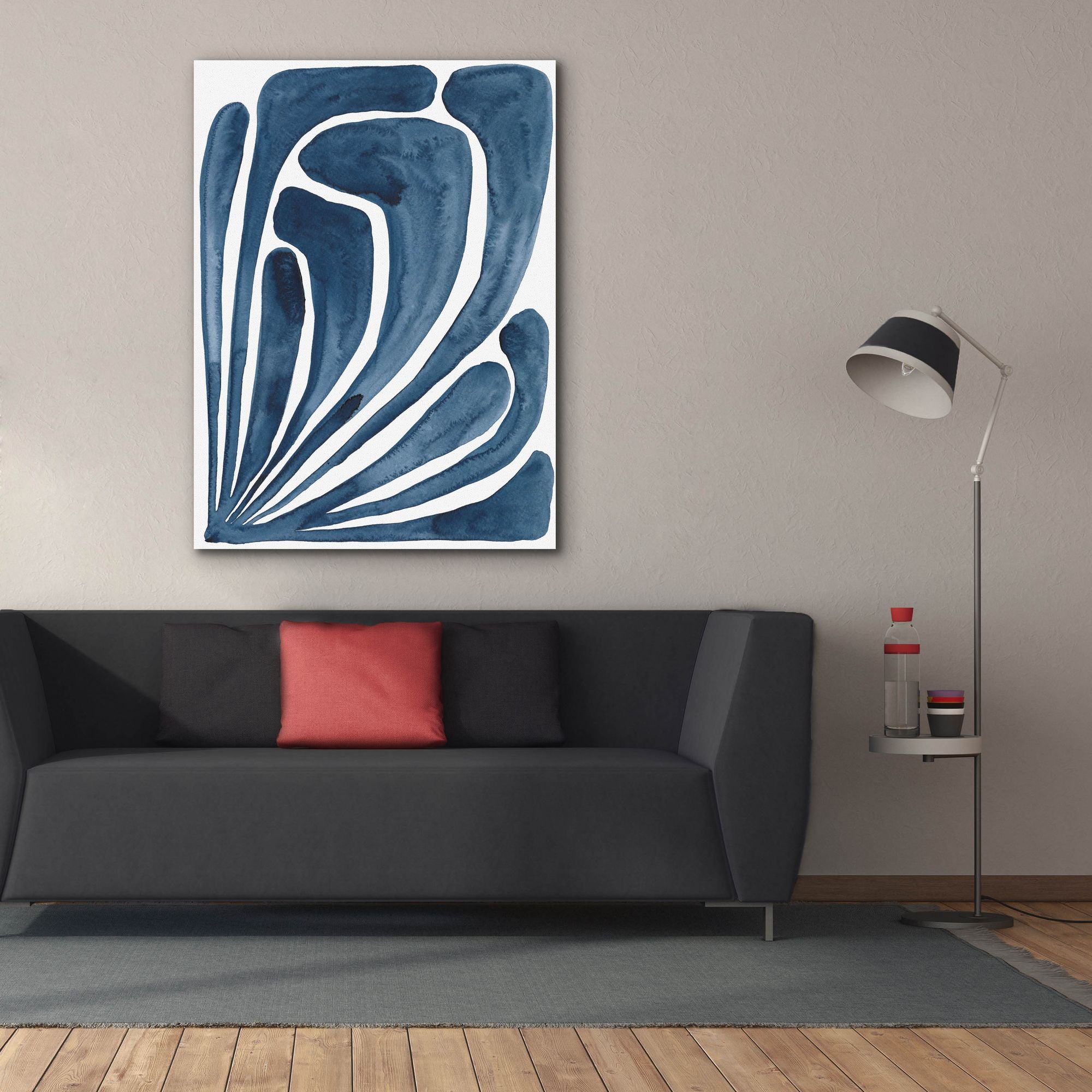 'Blue Stylized Leaf II' by Regina Moore, Canvas Wall Art,40x54