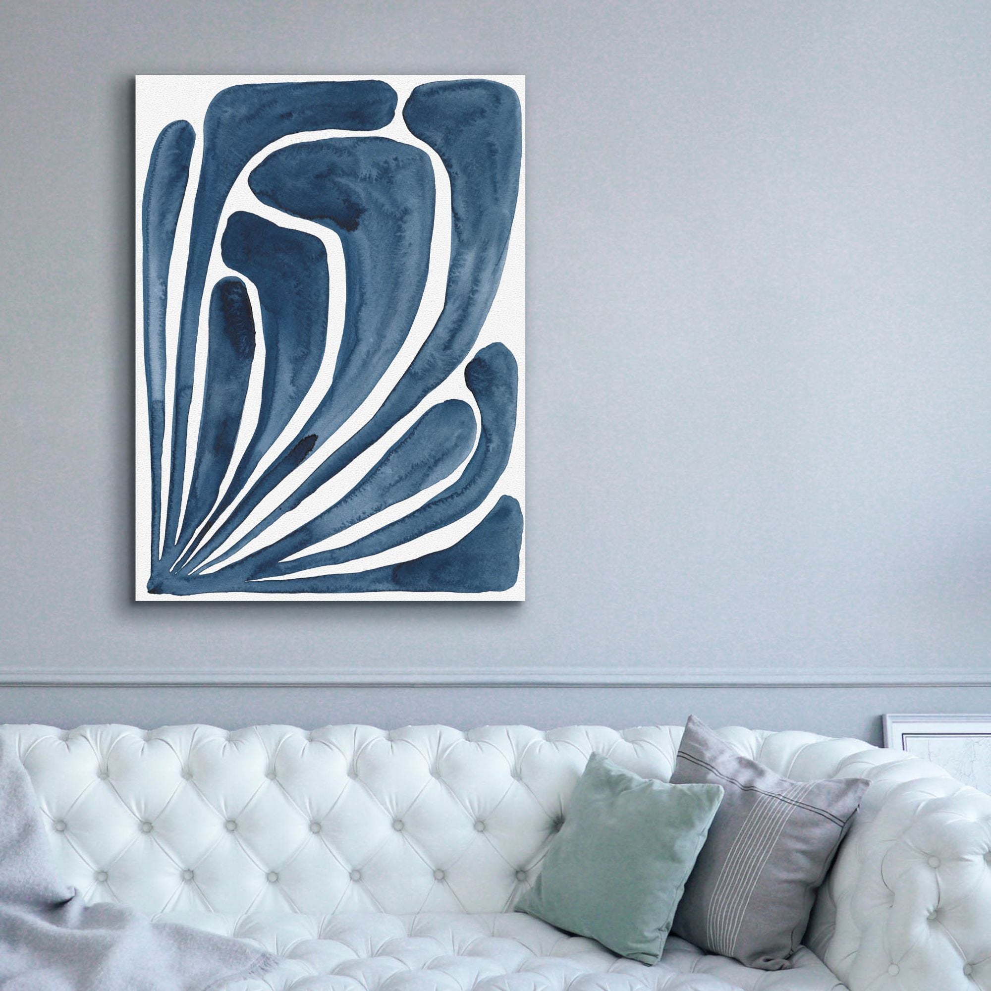 'Blue Stylized Leaf II' by Regina Moore, Canvas Wall Art,40x54