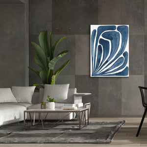 'Blue Stylized Leaf II' by Regina Moore, Canvas Wall Art,40x54