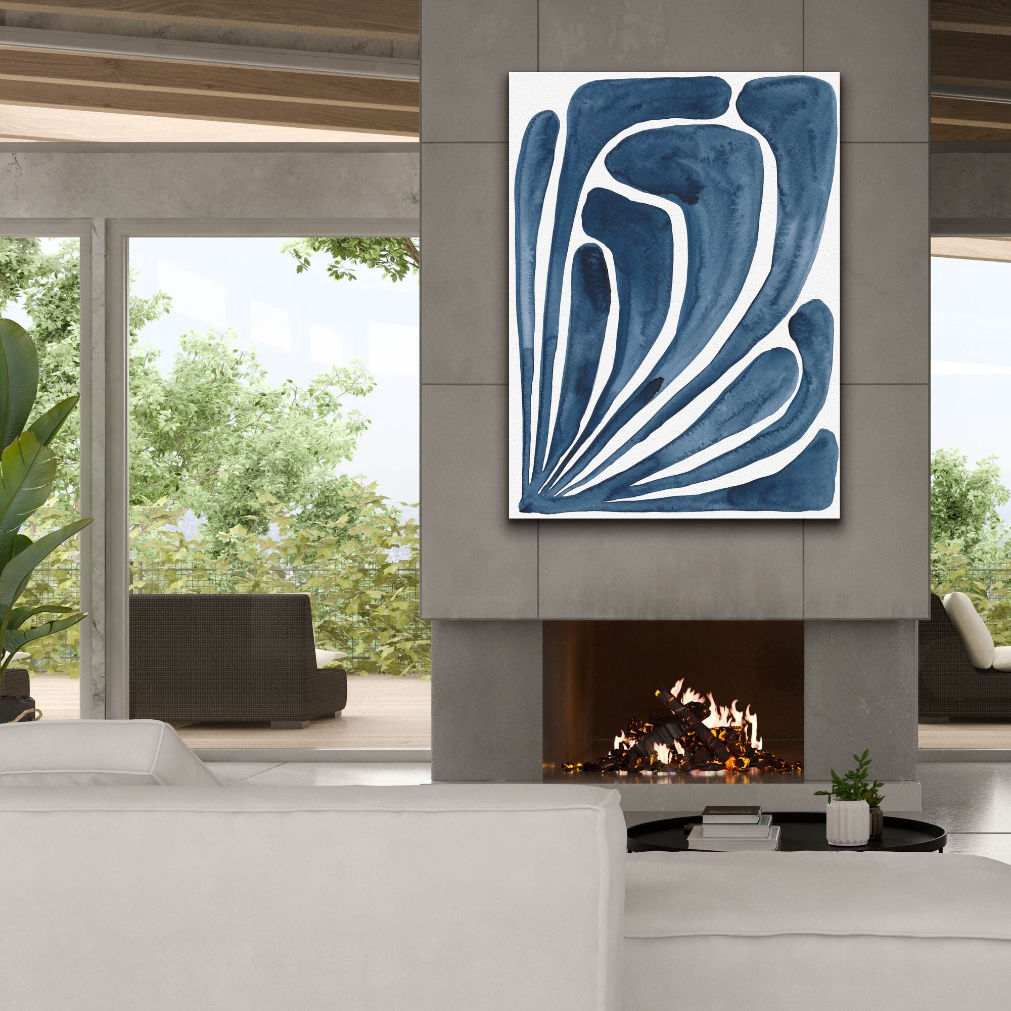 'Blue Stylized Leaf II' by Regina Moore, Canvas Wall Art,40x54