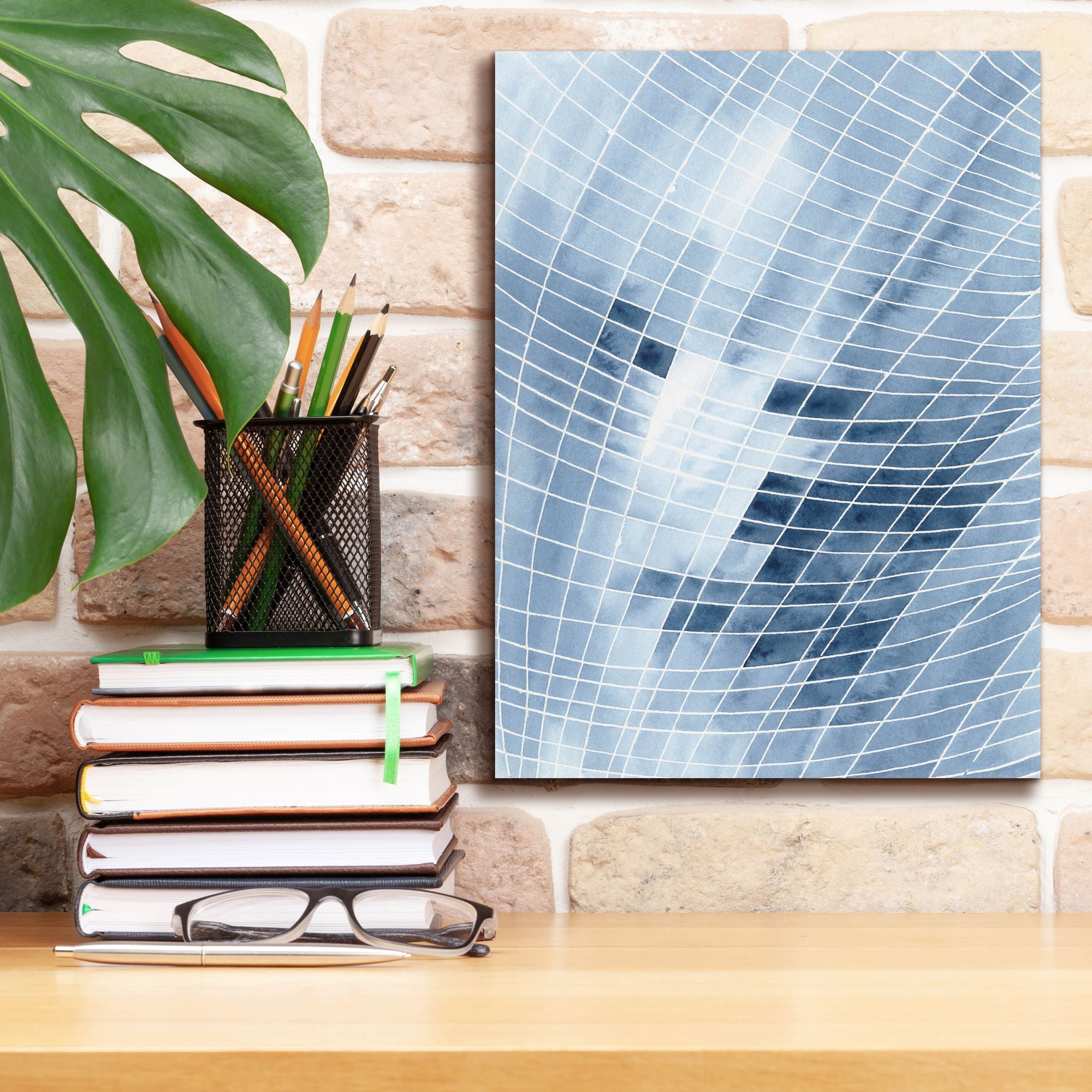 'Blue Grid I' by Regina Moore, Canvas Wall Art,12 x 16