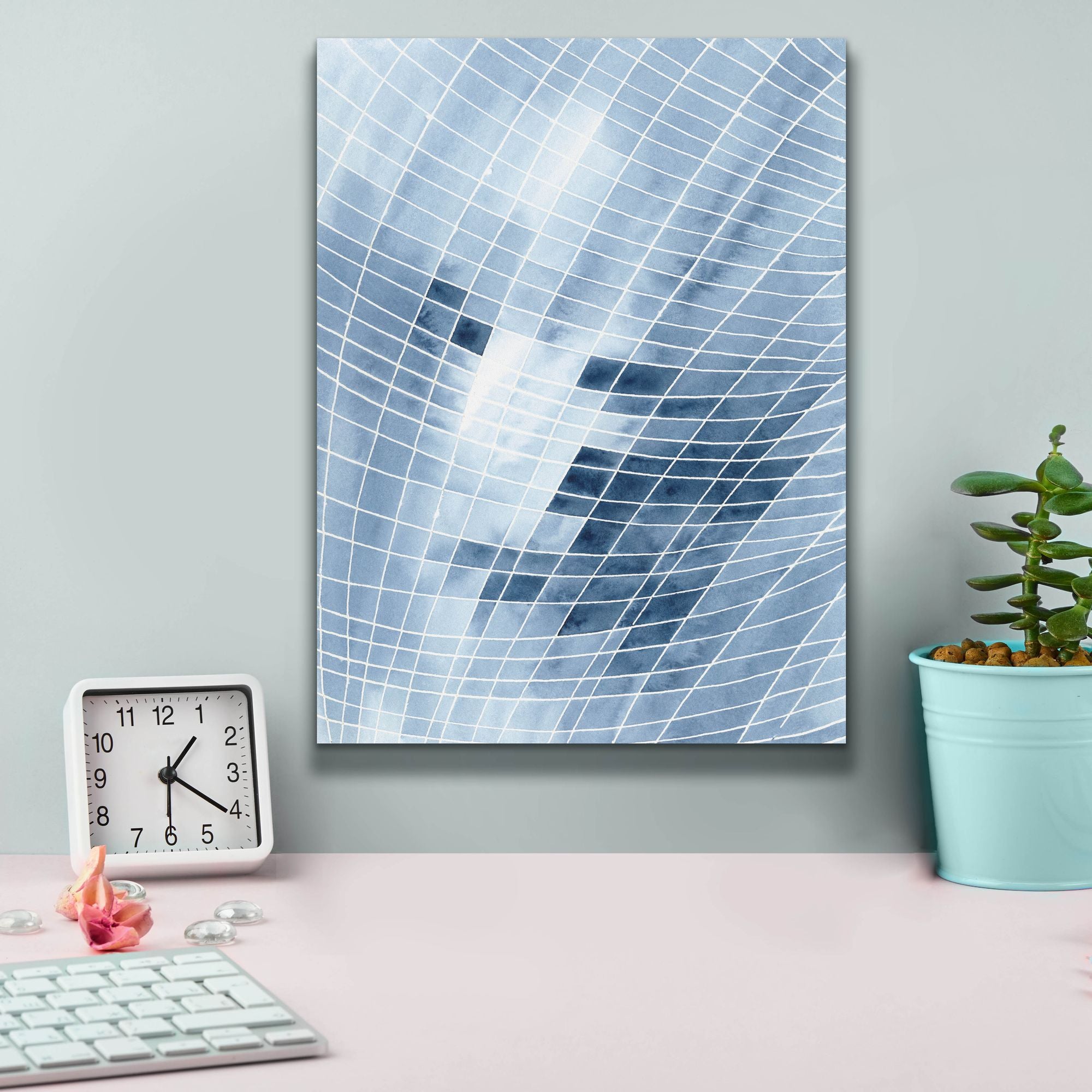 'Blue Grid I' by Regina Moore, Canvas Wall Art,12 x 16