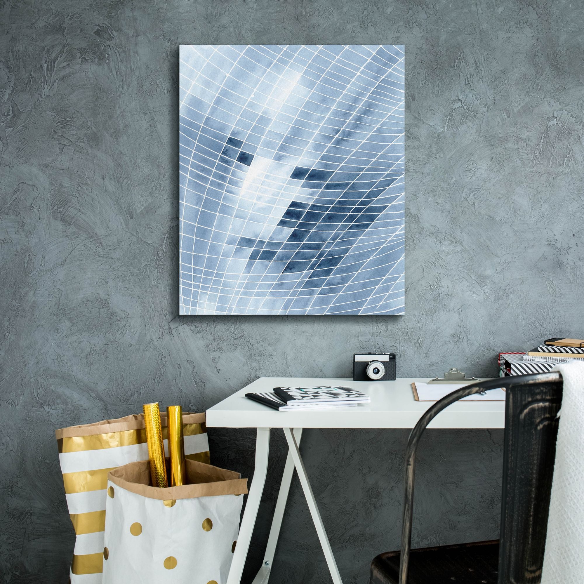 'Blue Grid I' by Regina Moore, Canvas Wall Art,20 x 24