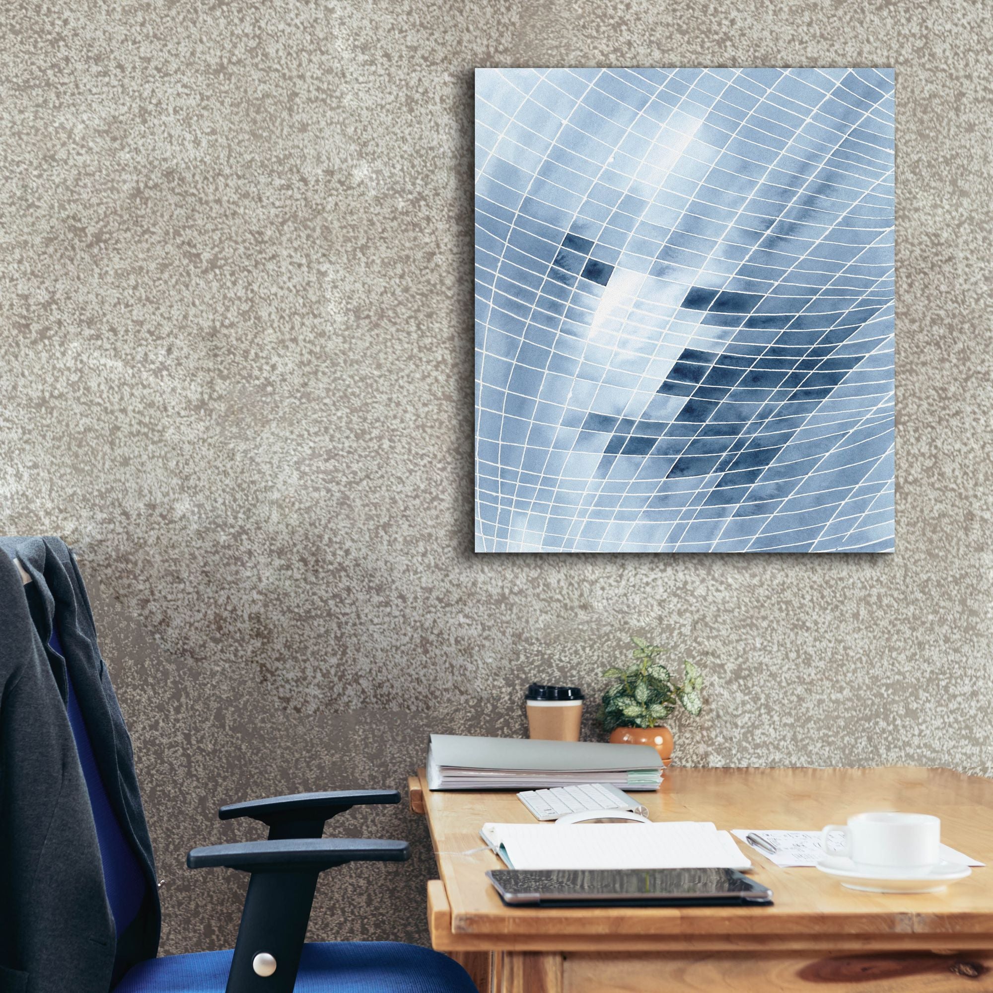 'Blue Grid I' by Regina Moore, Canvas Wall Art,26x30