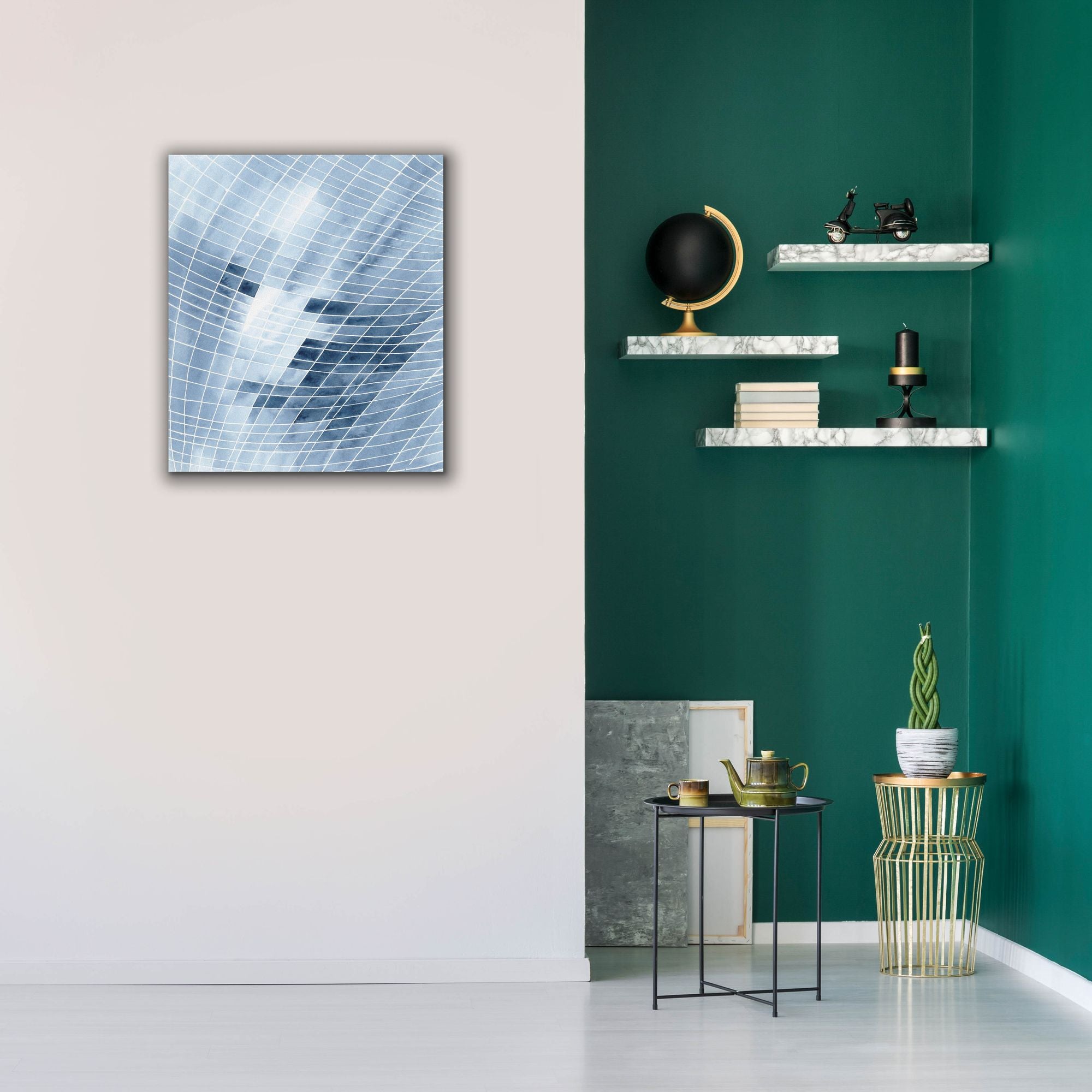 'Blue Grid I' by Regina Moore, Canvas Wall Art,26x30