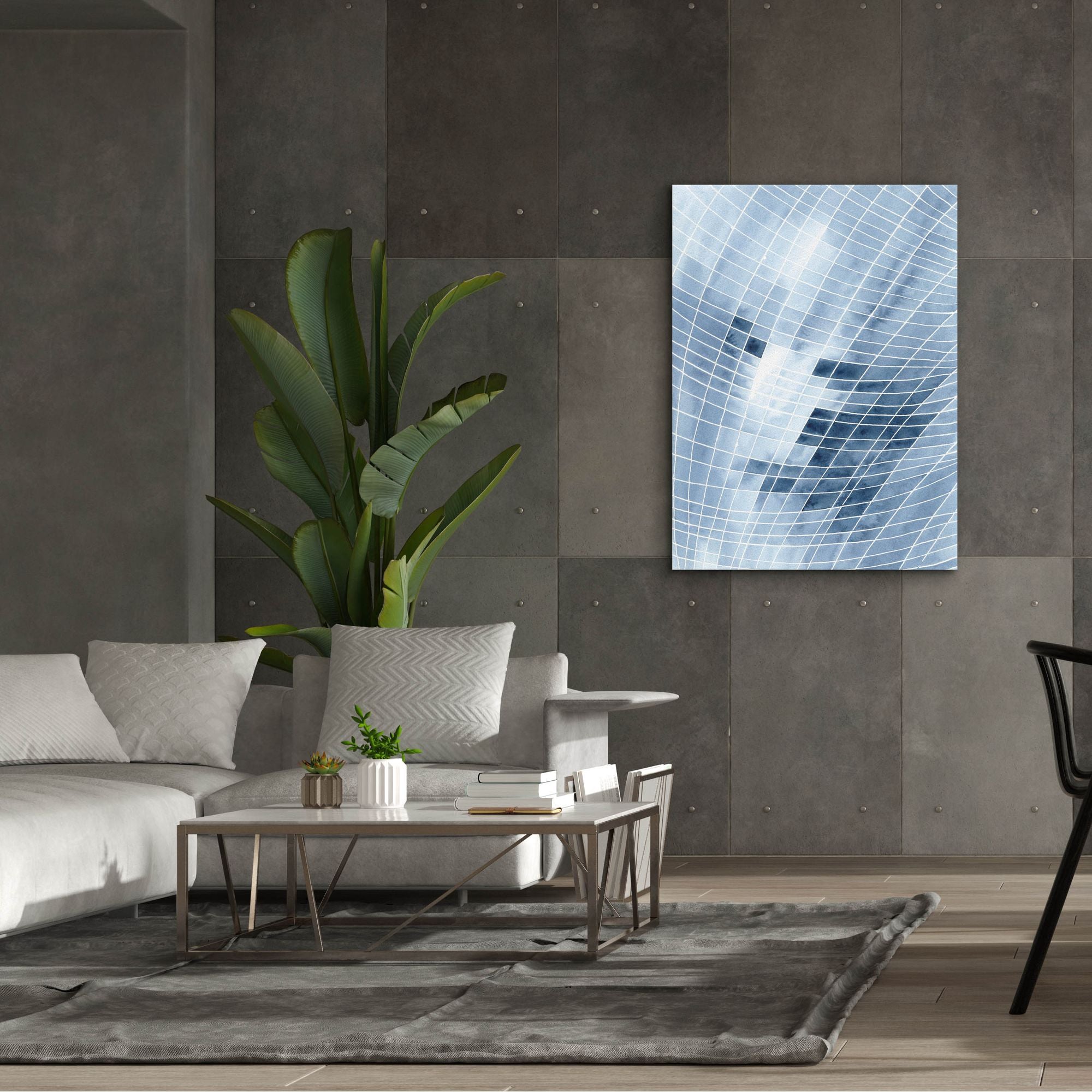 'Blue Grid I' by Regina Moore, Canvas Wall Art,40x54