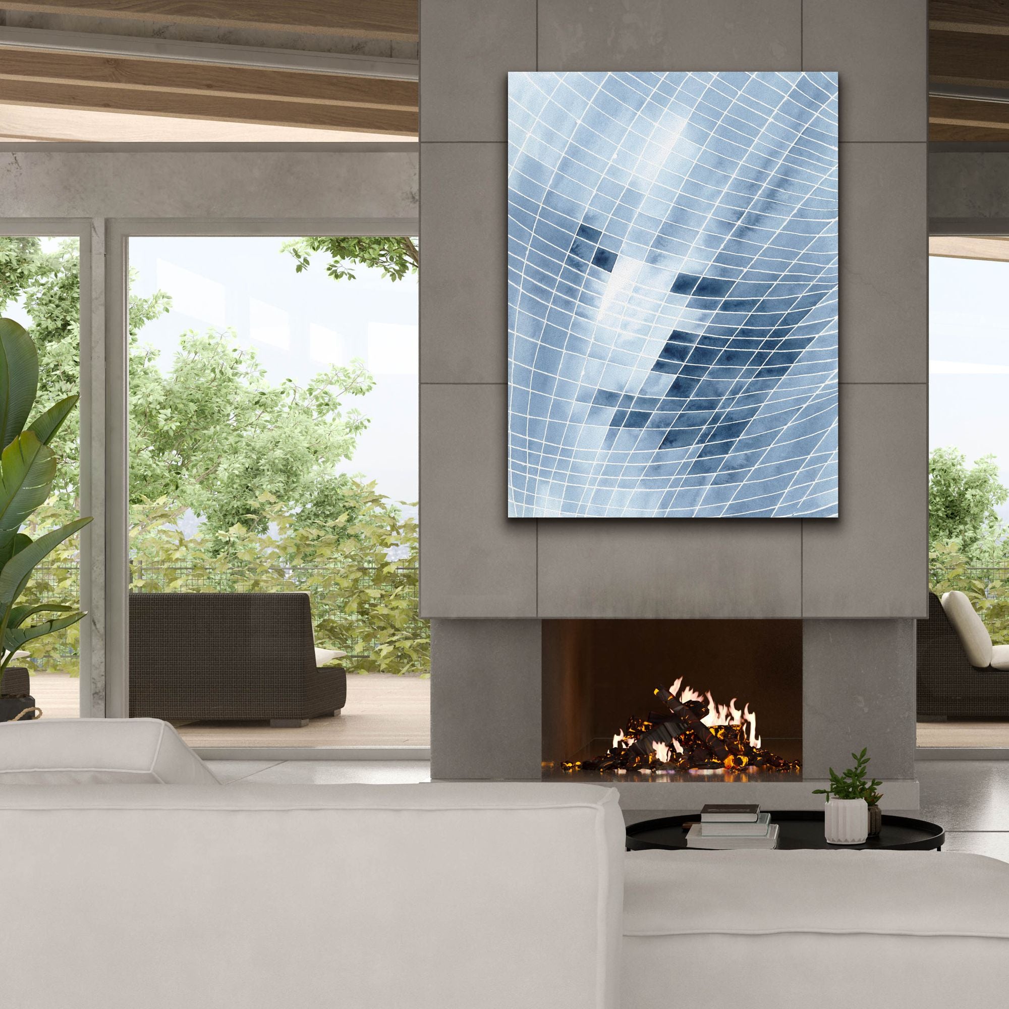 'Blue Grid I' by Regina Moore, Canvas Wall Art,40x54