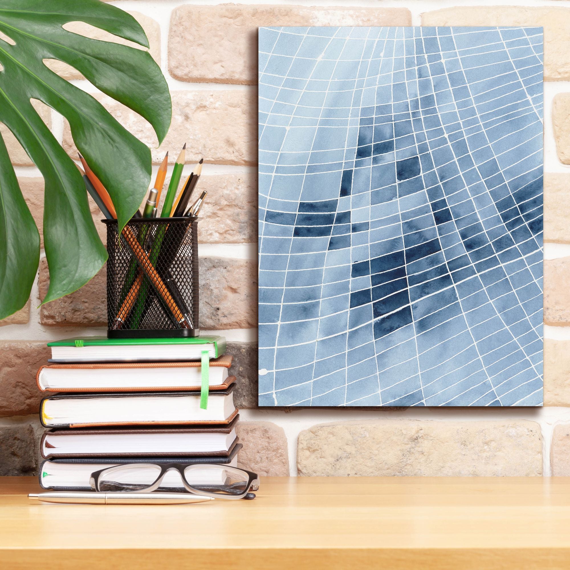 'Blue Grid II' by Regina Moore, Canvas Wall Art,12 x 16