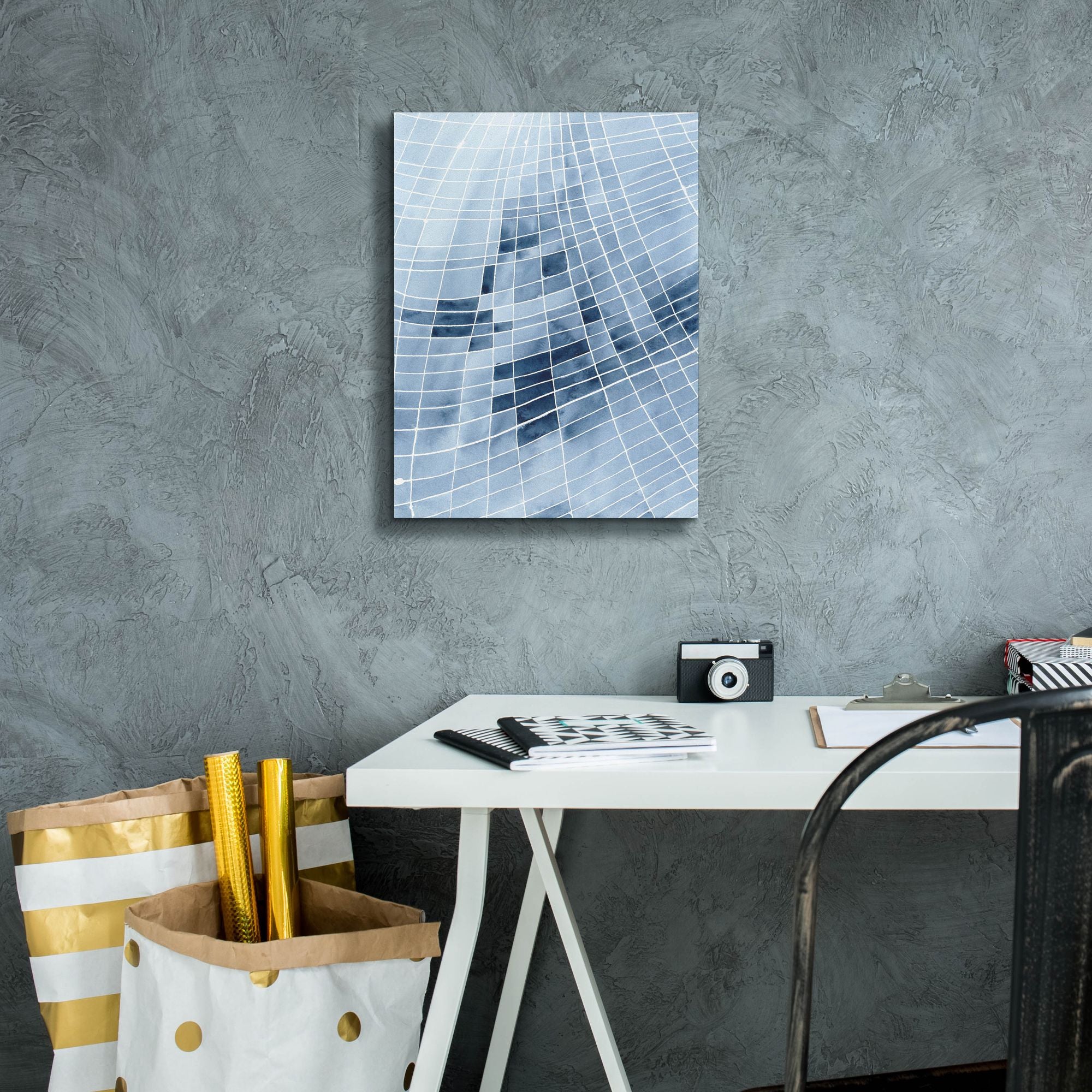 'Blue Grid II' by Regina Moore, Canvas Wall Art,12 x 16