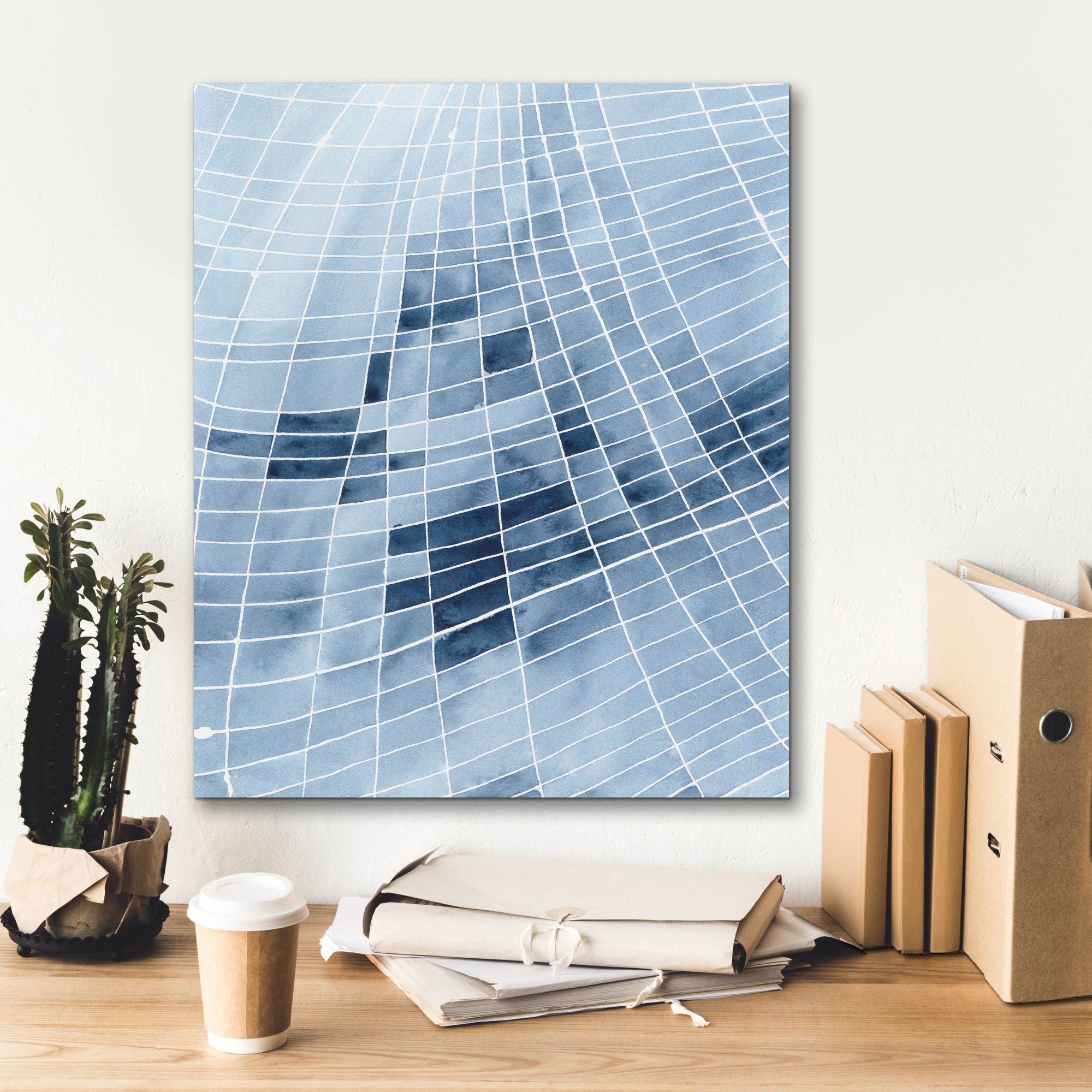 'Blue Grid II' by Regina Moore, Canvas Wall Art,20 x 24
