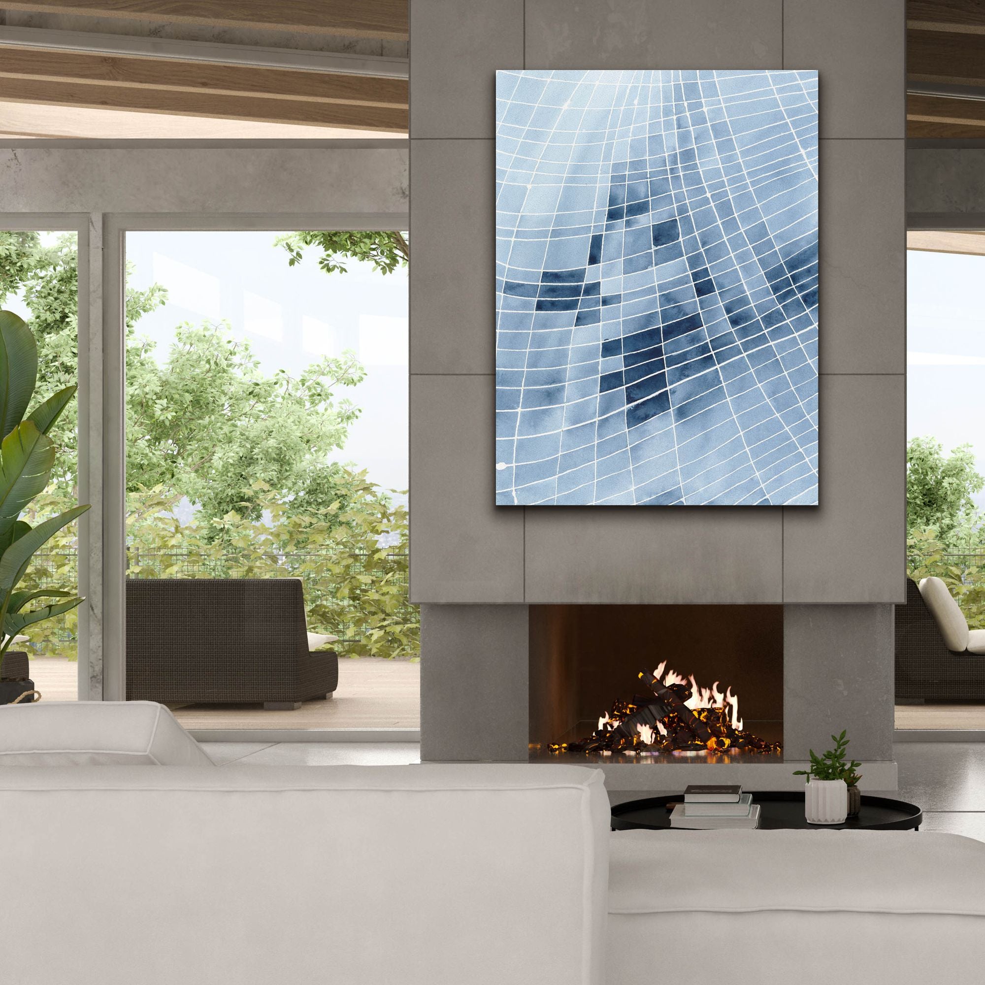 'Blue Grid II' by Regina Moore, Canvas Wall Art,40x54