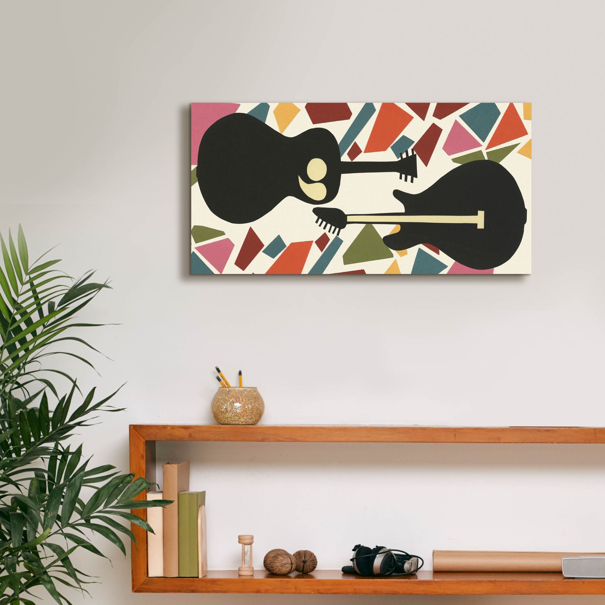 'Cut Paper Instruments Collection D' by Regina Moore, Canvas Wall Art,24 x 12