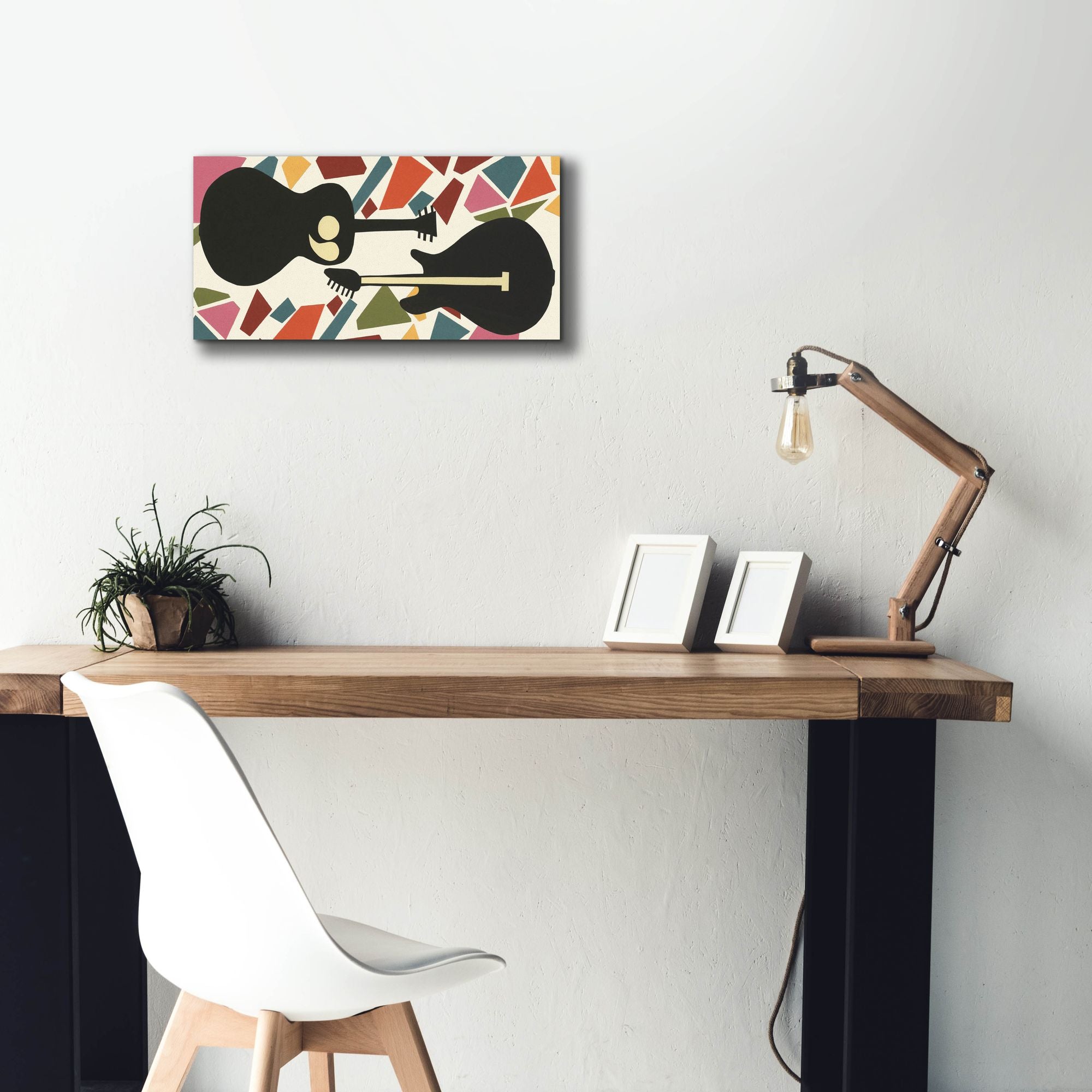 'Cut Paper Instruments Collection D' by Regina Moore, Canvas Wall Art,24 x 12