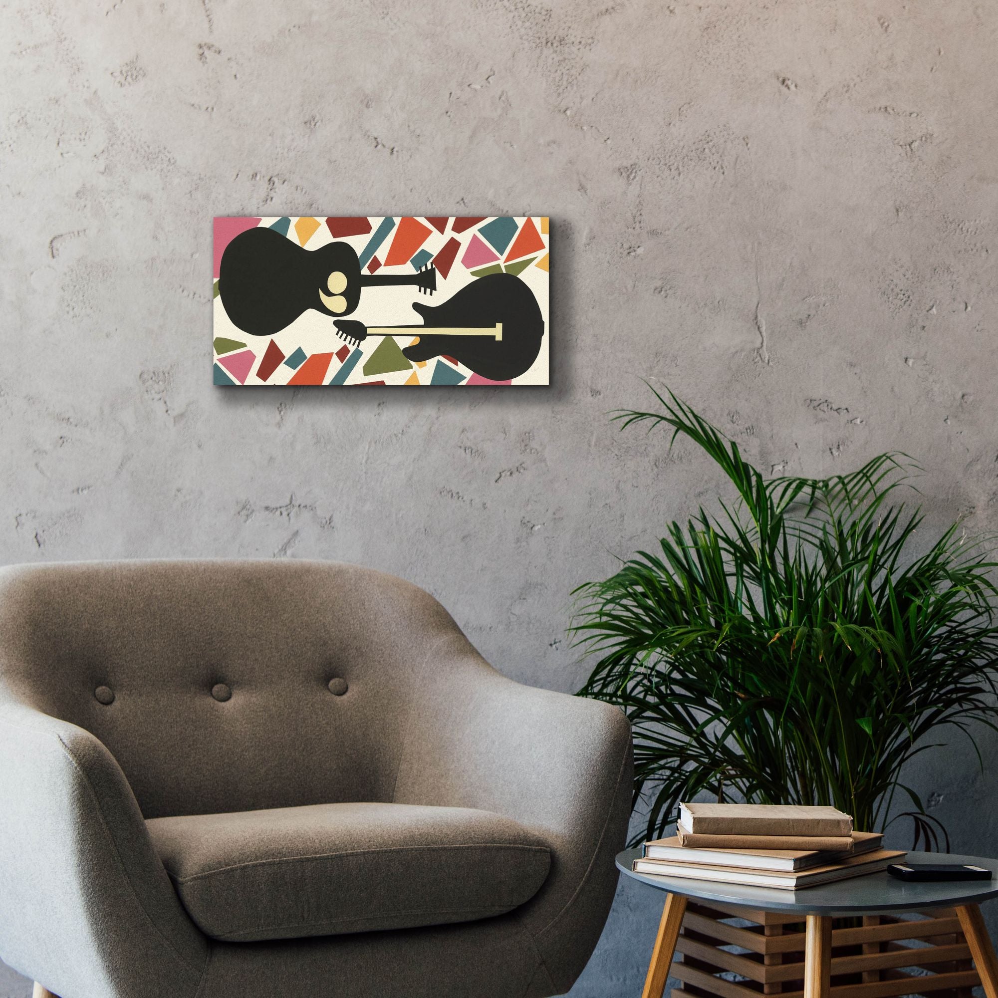 'Cut Paper Instruments Collection D' by Regina Moore, Canvas Wall Art,24 x 12