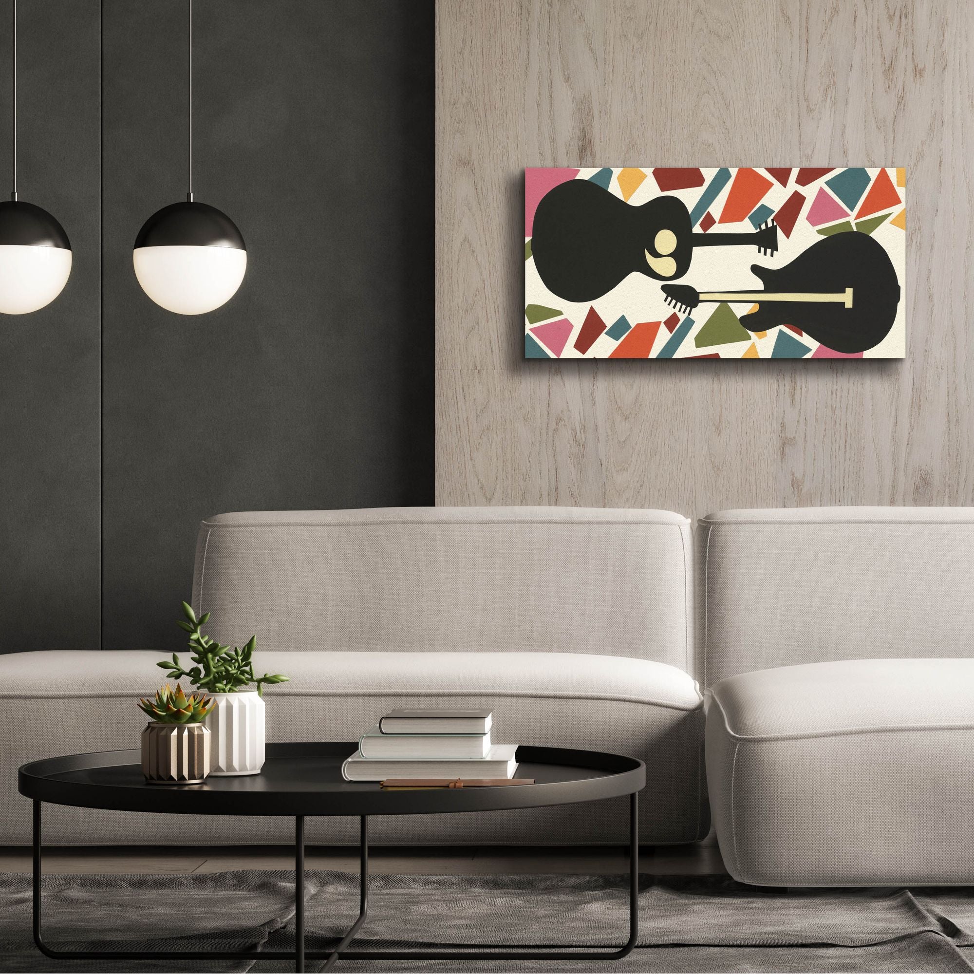 'Cut Paper Instruments Collection D' by Regina Moore, Canvas Wall Art,40x20