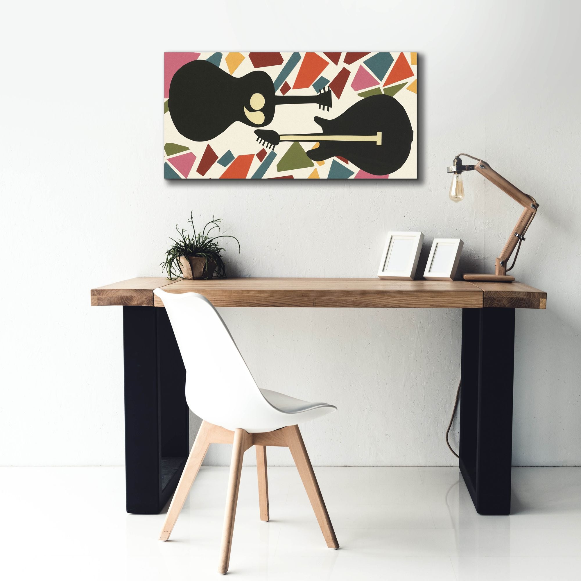 'Cut Paper Instruments Collection D' by Regina Moore, Canvas Wall Art,40x20