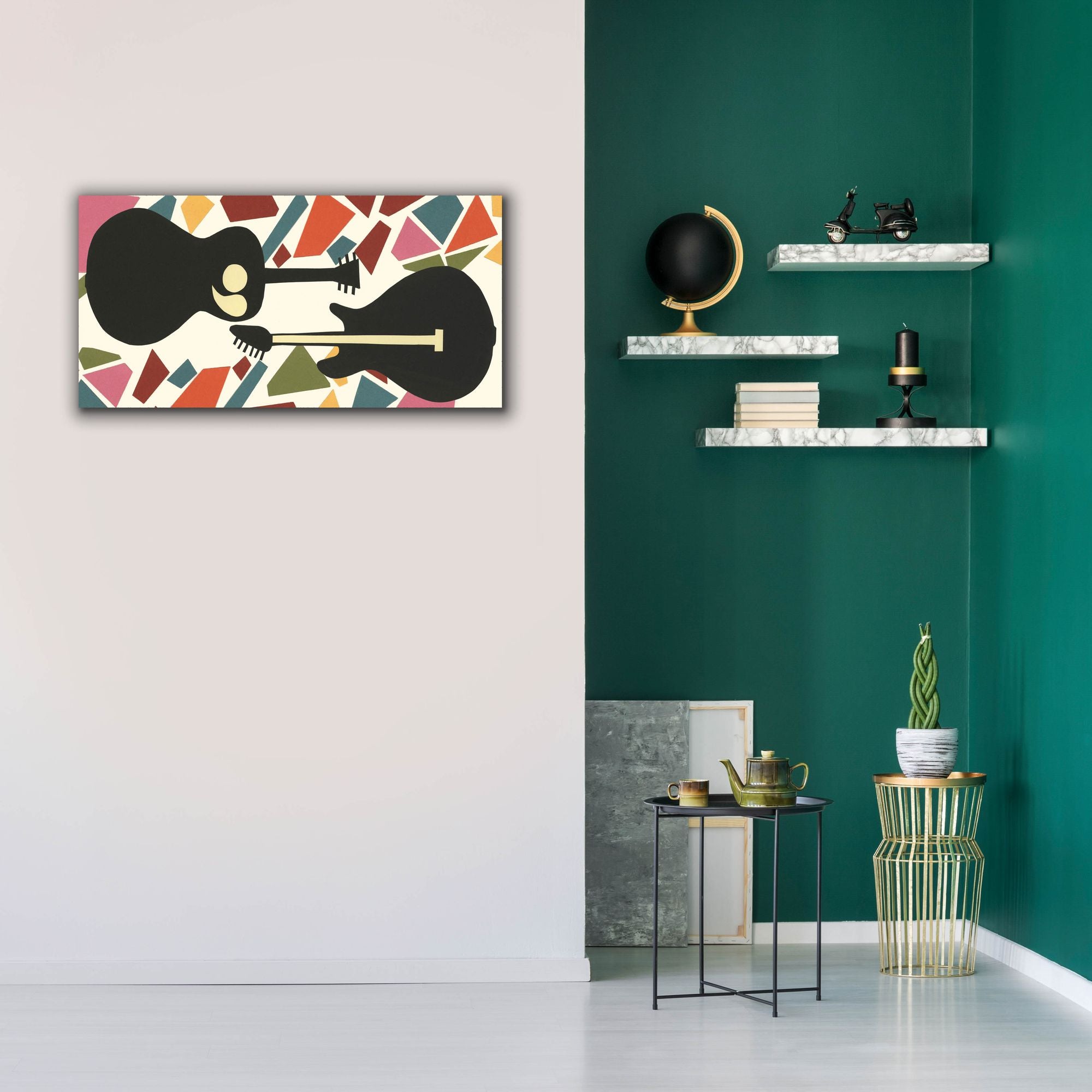 'Cut Paper Instruments Collection D' by Regina Moore, Canvas Wall Art,40x20