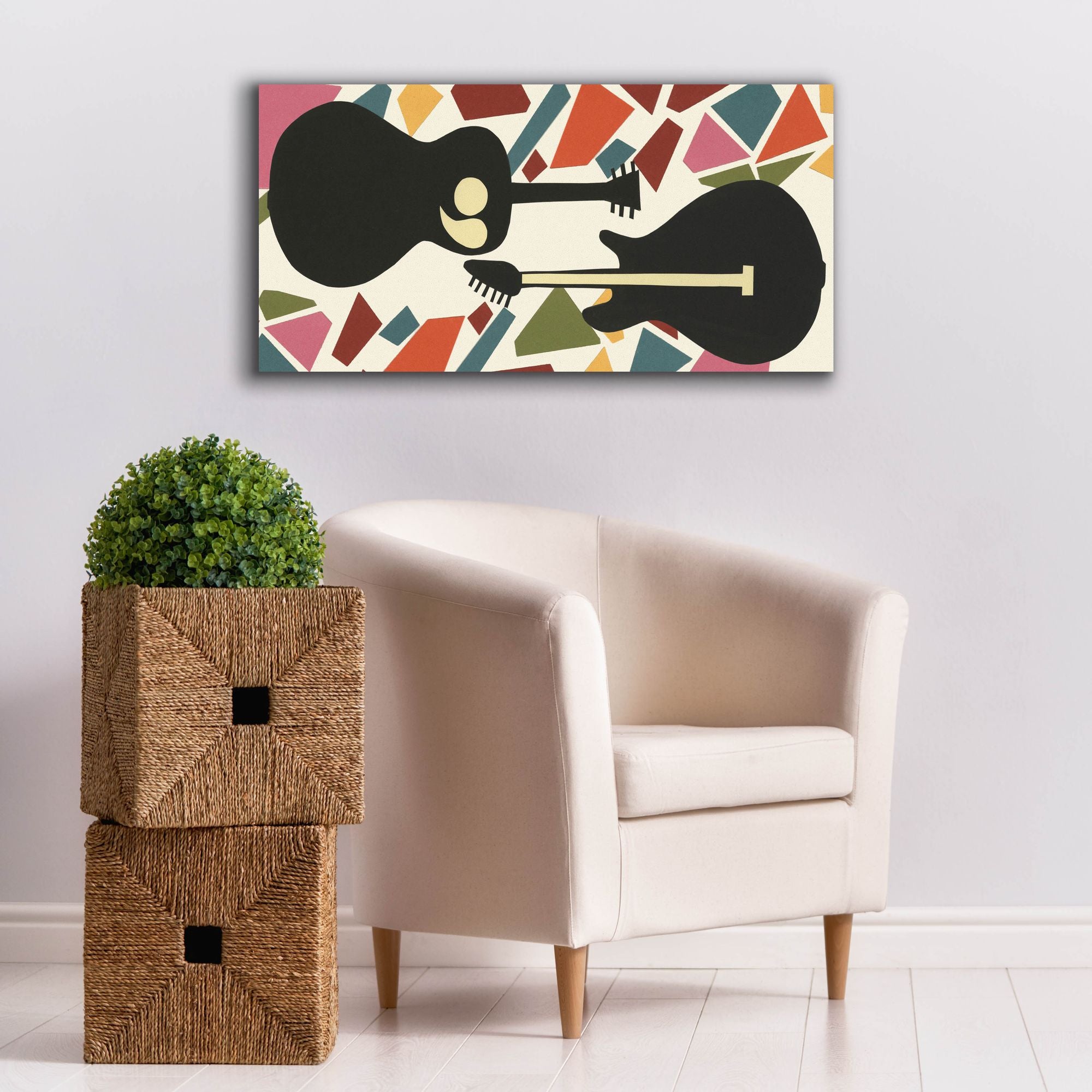 'Cut Paper Instruments Collection D' by Regina Moore, Canvas Wall Art,40x20