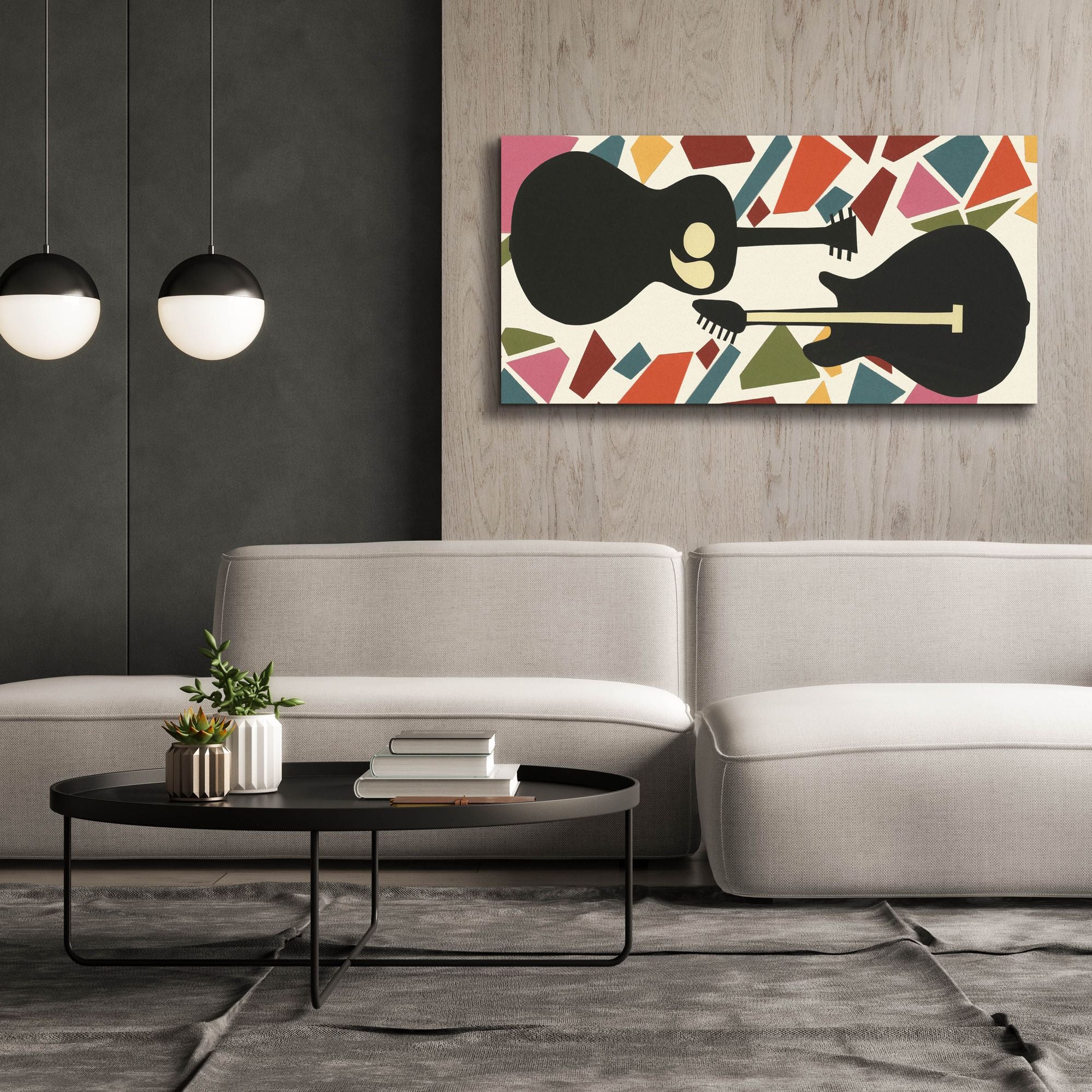 'Cut Paper Instruments Collection D' by Regina Moore, Canvas Wall Art,60x30