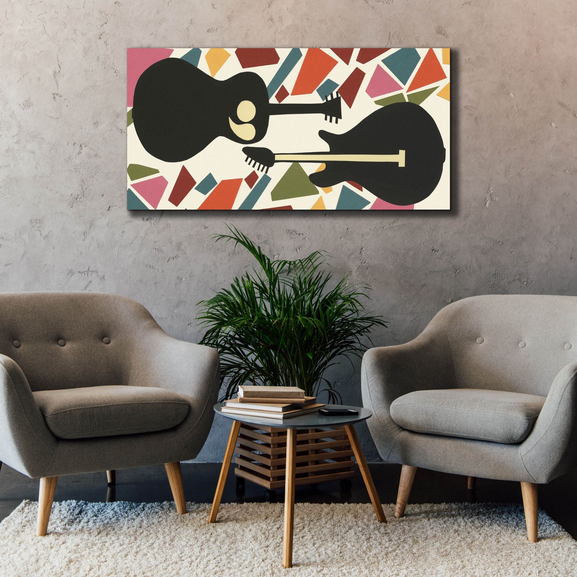'Cut Paper Instruments Collection D' by Regina Moore, Canvas Wall Art,60x30